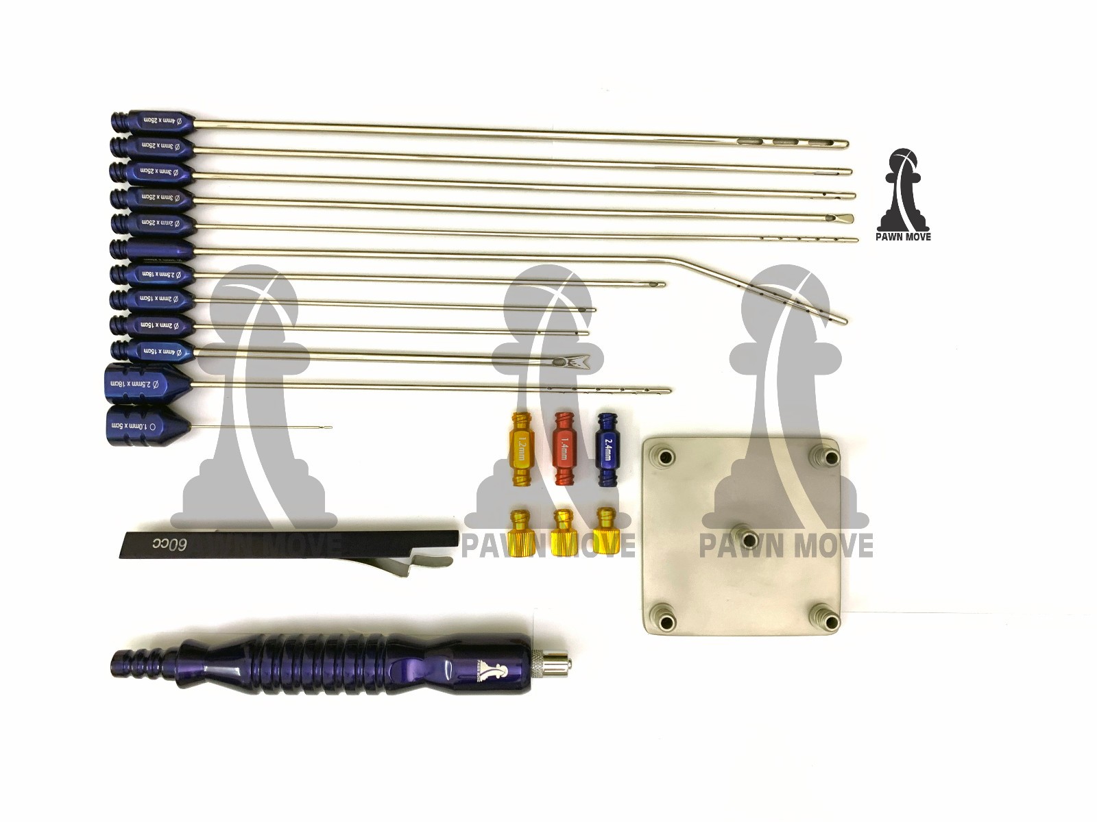 Cannula Set of 21 Pieces Liposuction Fat Reduction kit With Syringe Stand Steel