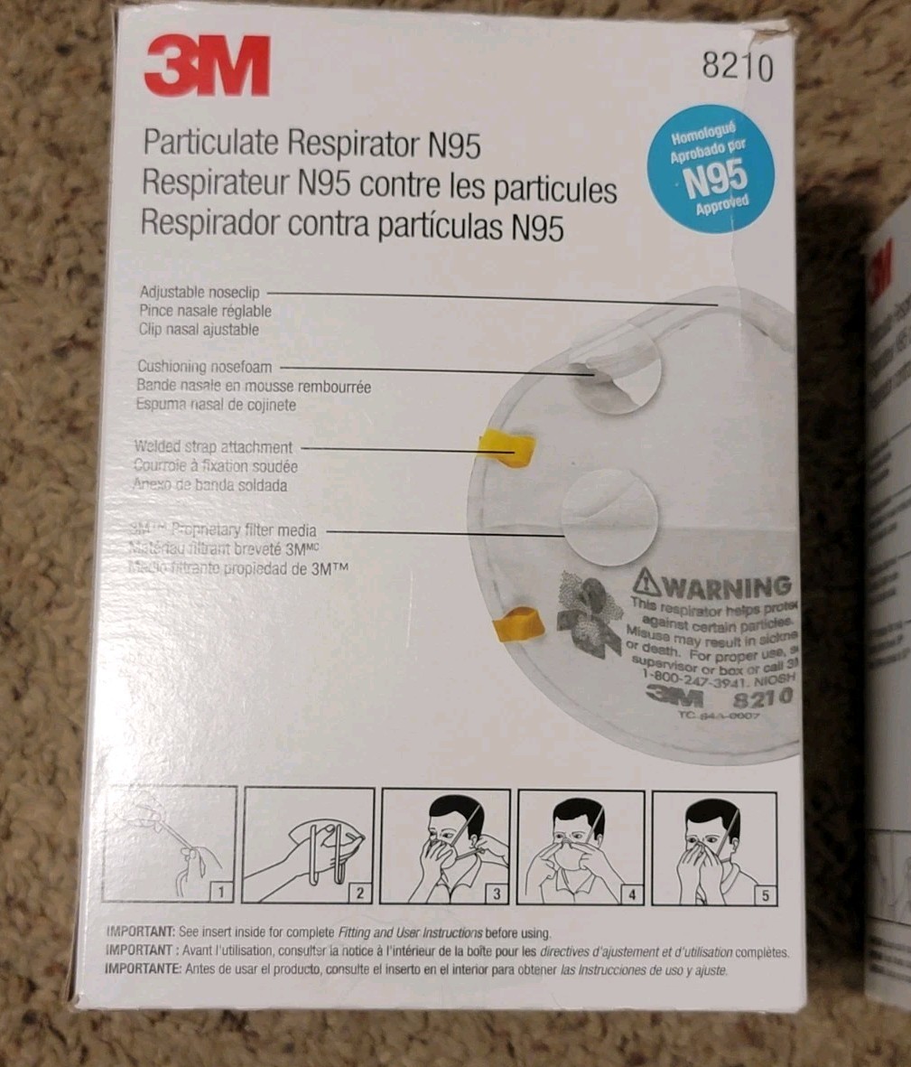 2 New Box’s Of 3M N95 8210 Particulate. Respirator’s 20 Per Box Use By 11/2025