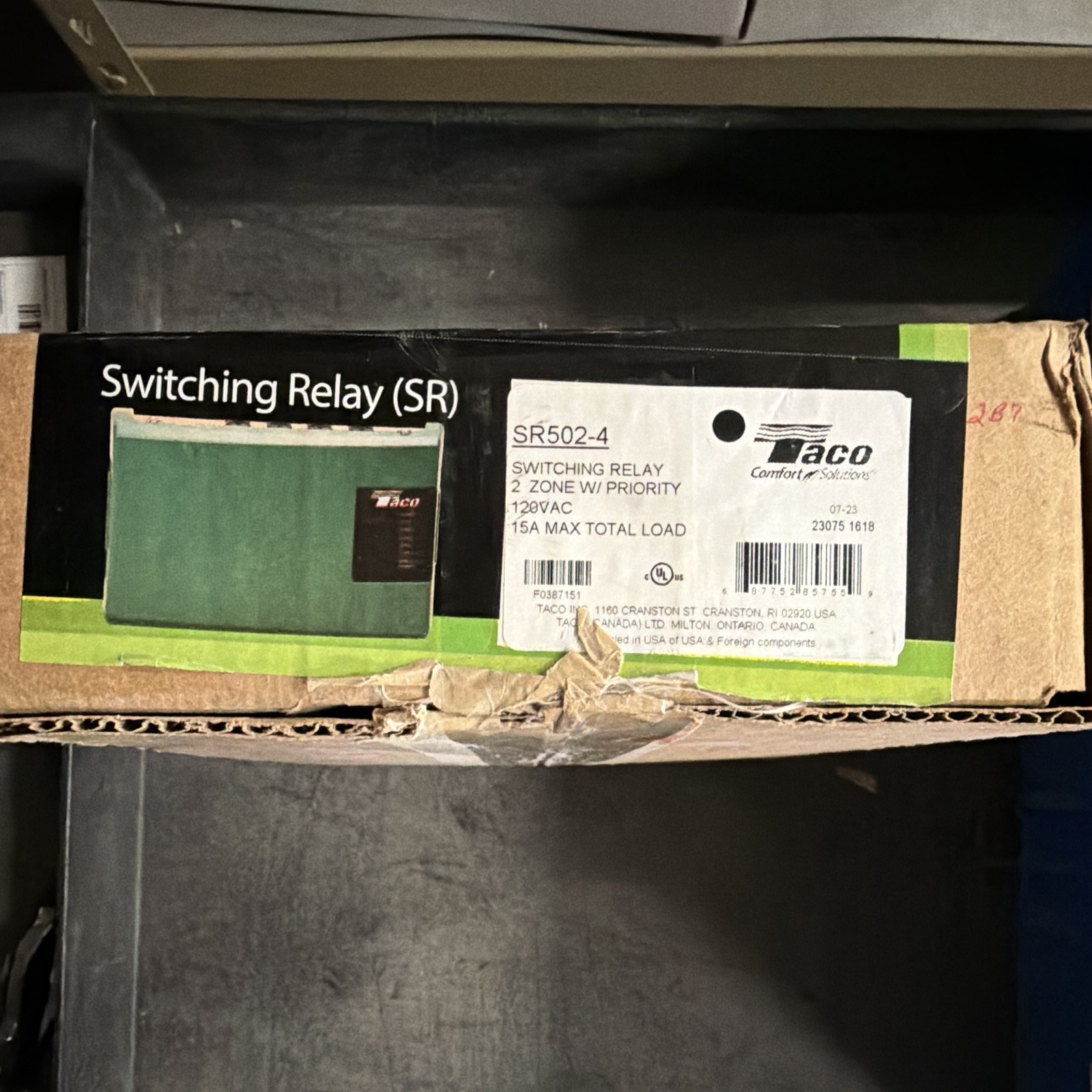 Taco SR502-4 2-Zone Switching Relay w/ Priority, 120 VAC, 15A Max Total Load