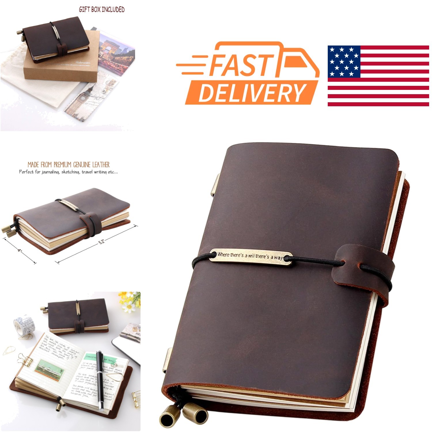 Classic Leather Journal for Writing and Planning 5.2 x 4 Inches Coffee Color
