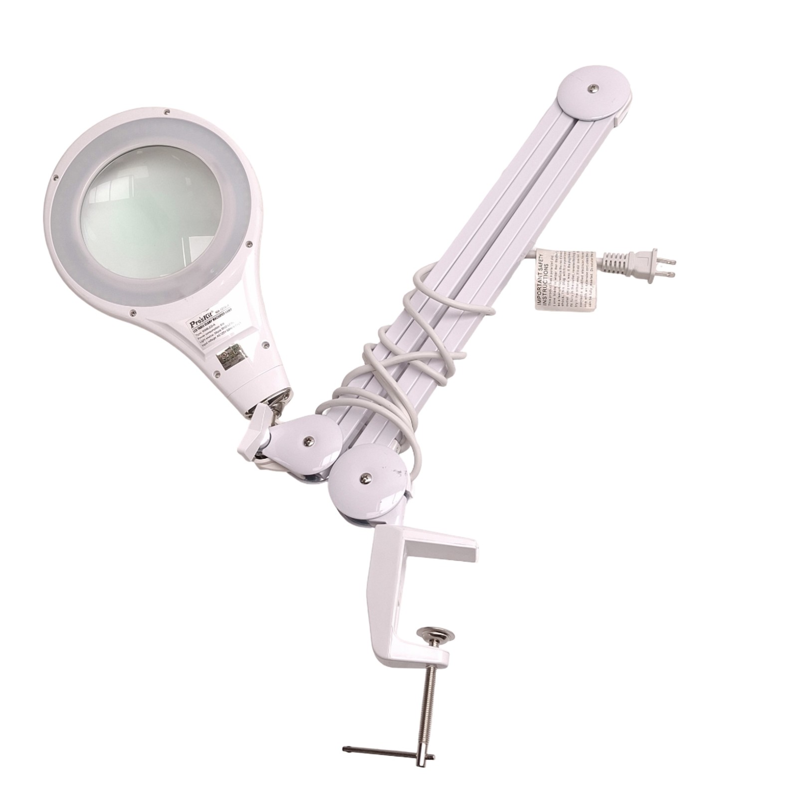 Proskit MA-1209LA Magnifier Lamp, 5D (2.25x) Mag., 110VAC, Desk Clamp Mount