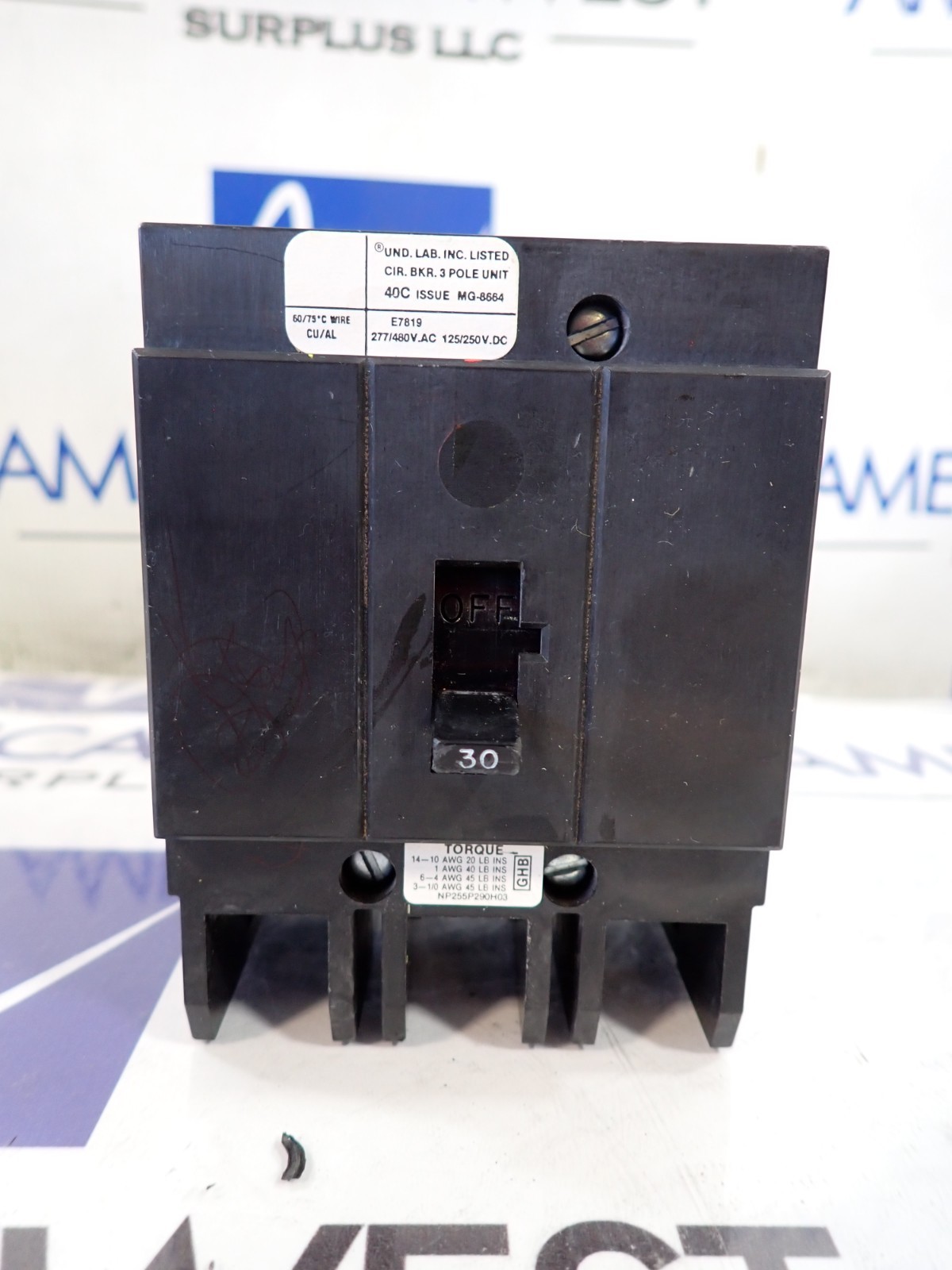 Westinghouse GHB3030 30 Amp 14kA 480Y/277 VAC 3 Pole Type GHB Breaker – TESTED