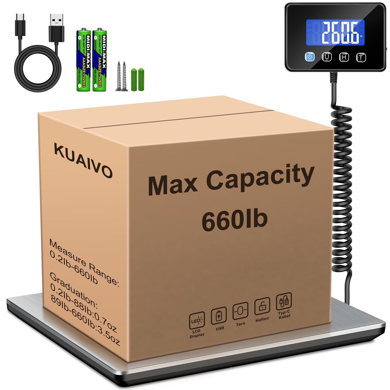 Shipping Scale, 440 LB Heavy Duty Postal Scale for Packages, Large Mailing Scale