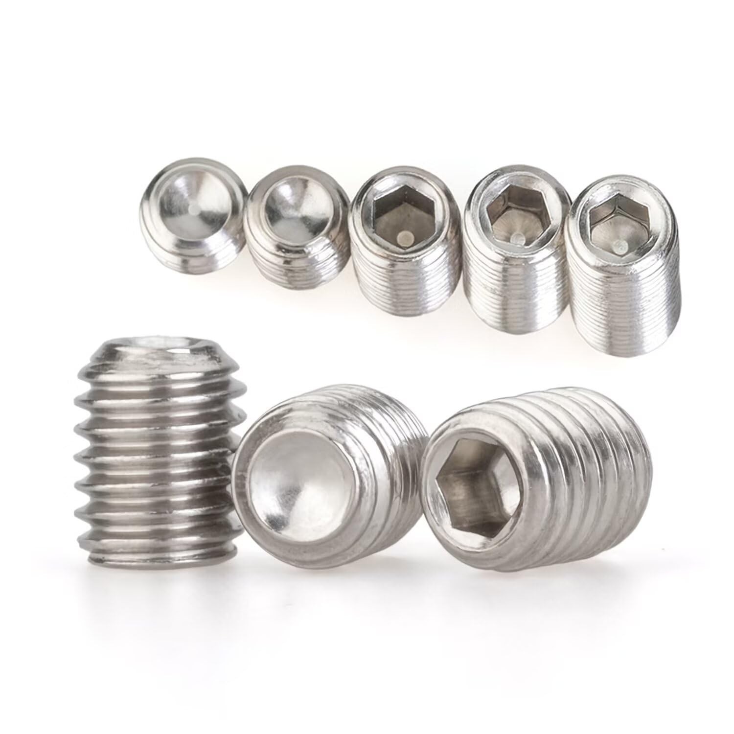 1/4″28 x 3/8″ 12 Pcs Set Screws, Headless Concave End, Grub Screws with Inter…