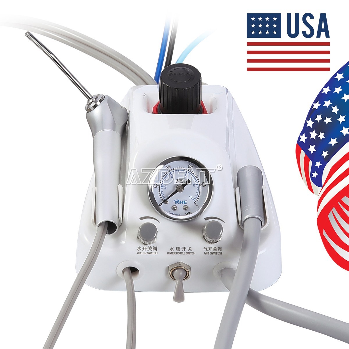 Dental Silent Oil-Free Dental Air Compressor/Dental Turbine Unit 3 Way Syringe