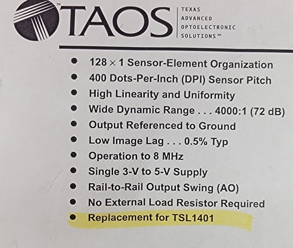 Genuine TAOS – TSL1401 – Sensor, Linear Array. 128 x 1 Sensor Element, DIP8 New.