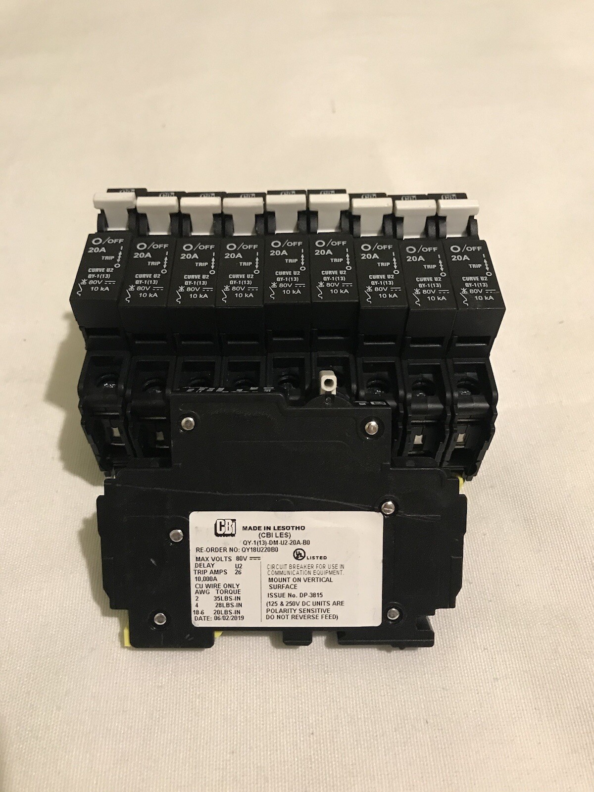 CBI Circuit Breakers 1 Pole 20A QY18U220B0 (Lot of 40 NEW) 20 Amps 80V CURVE U2