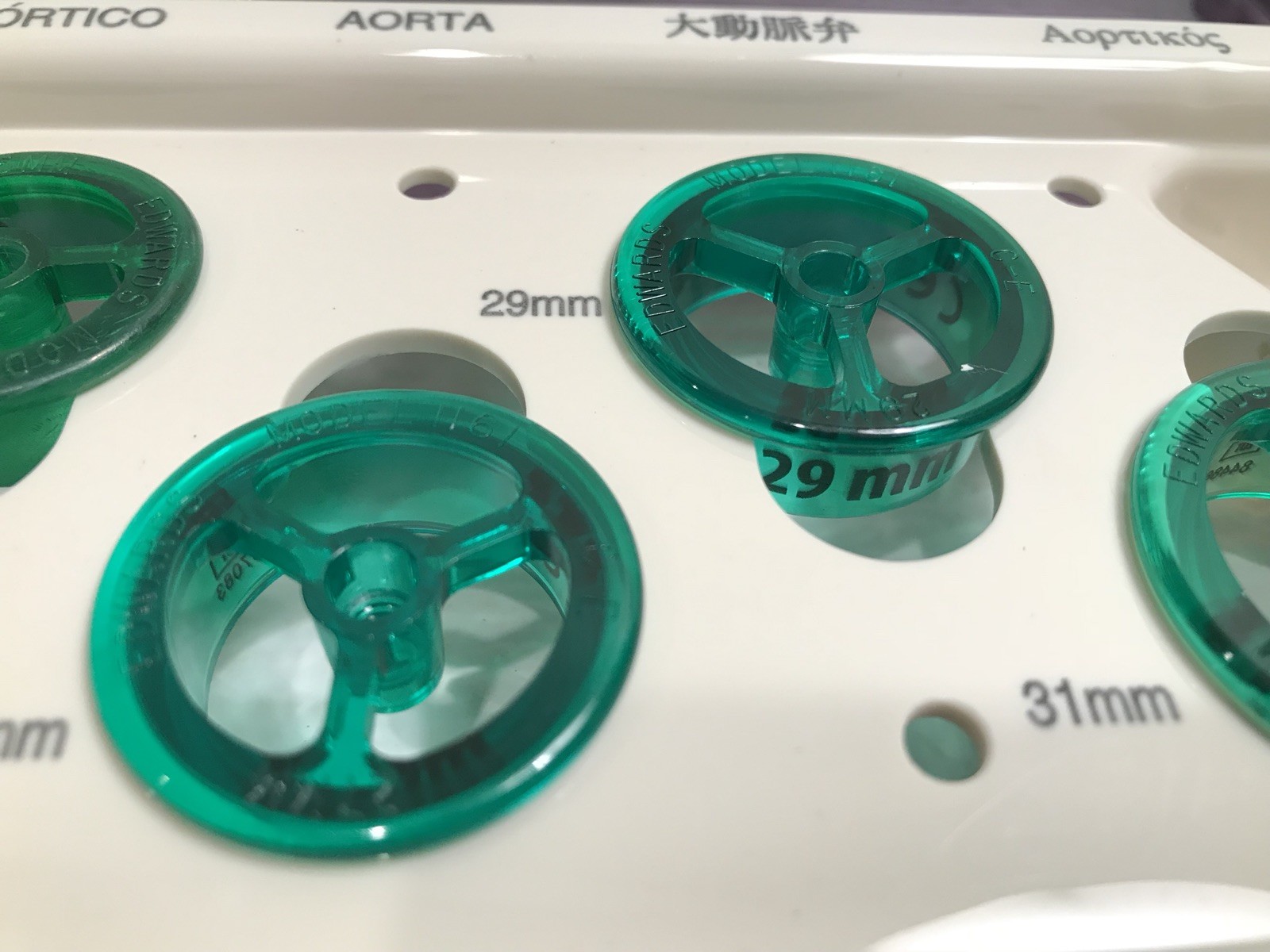 Edwards Life Sciences Aortic Sizers Tray Ref 1161 19mm 21mm 23mm 25mm 27 29 31mm