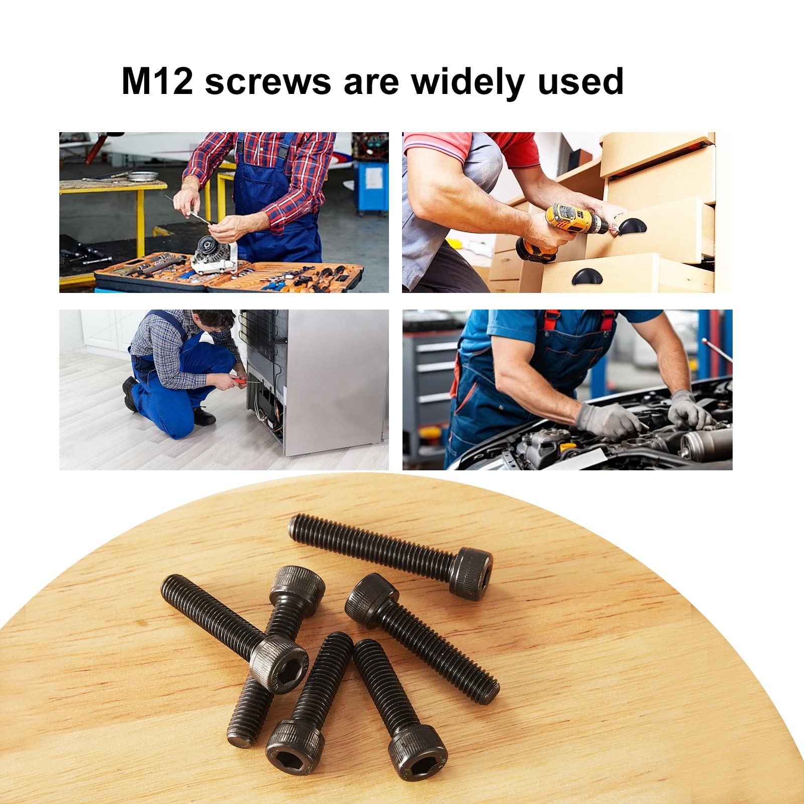M12-1.75 x 60mm 5pcs Hex Socket Head Cap Screws Bolts, 12.9 Grade Alloy Steel…