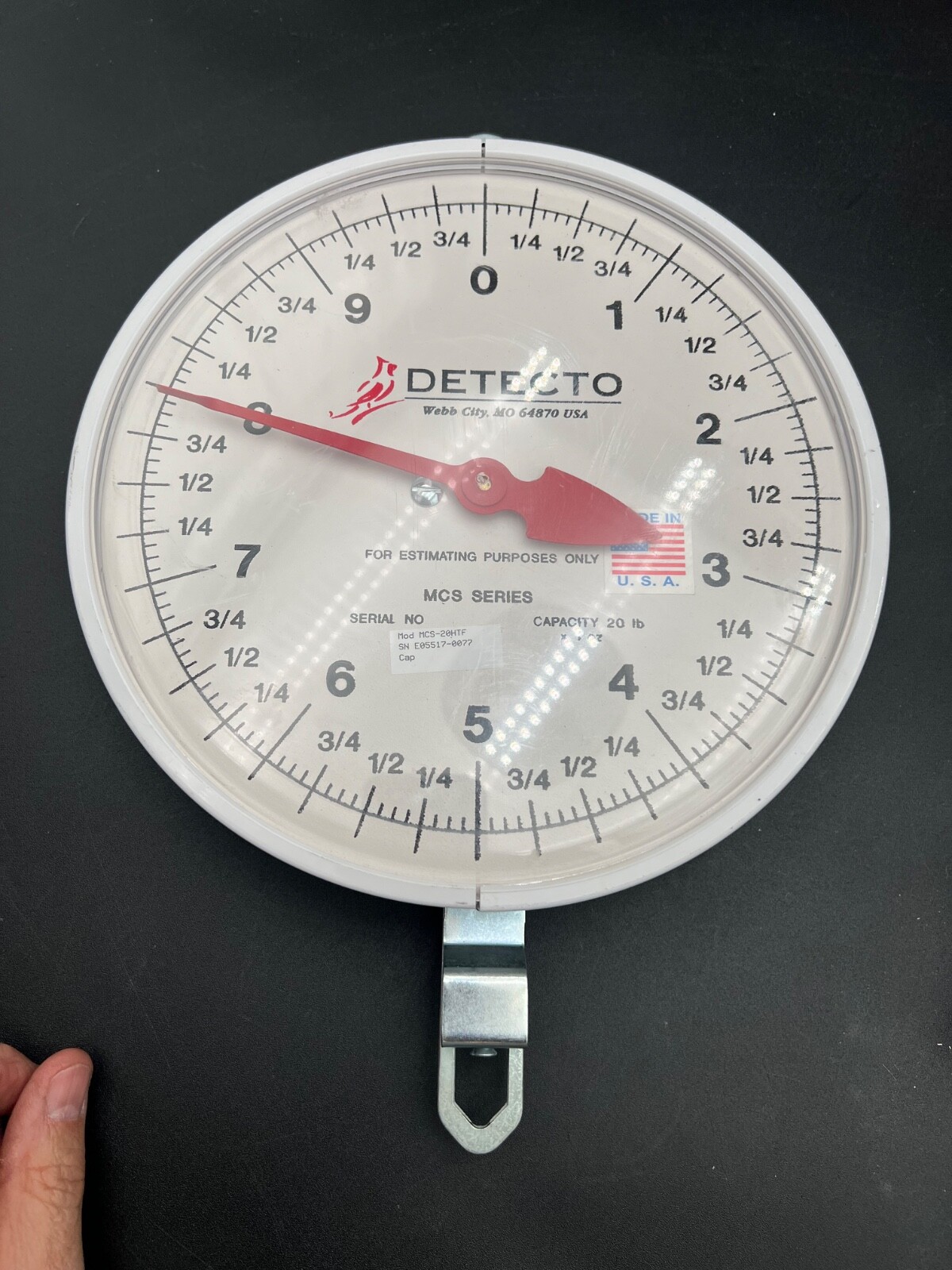 CARDINAL DETECTO MCS-20HTF Series 20lb x 1oz HANGING Produce SCALE Only