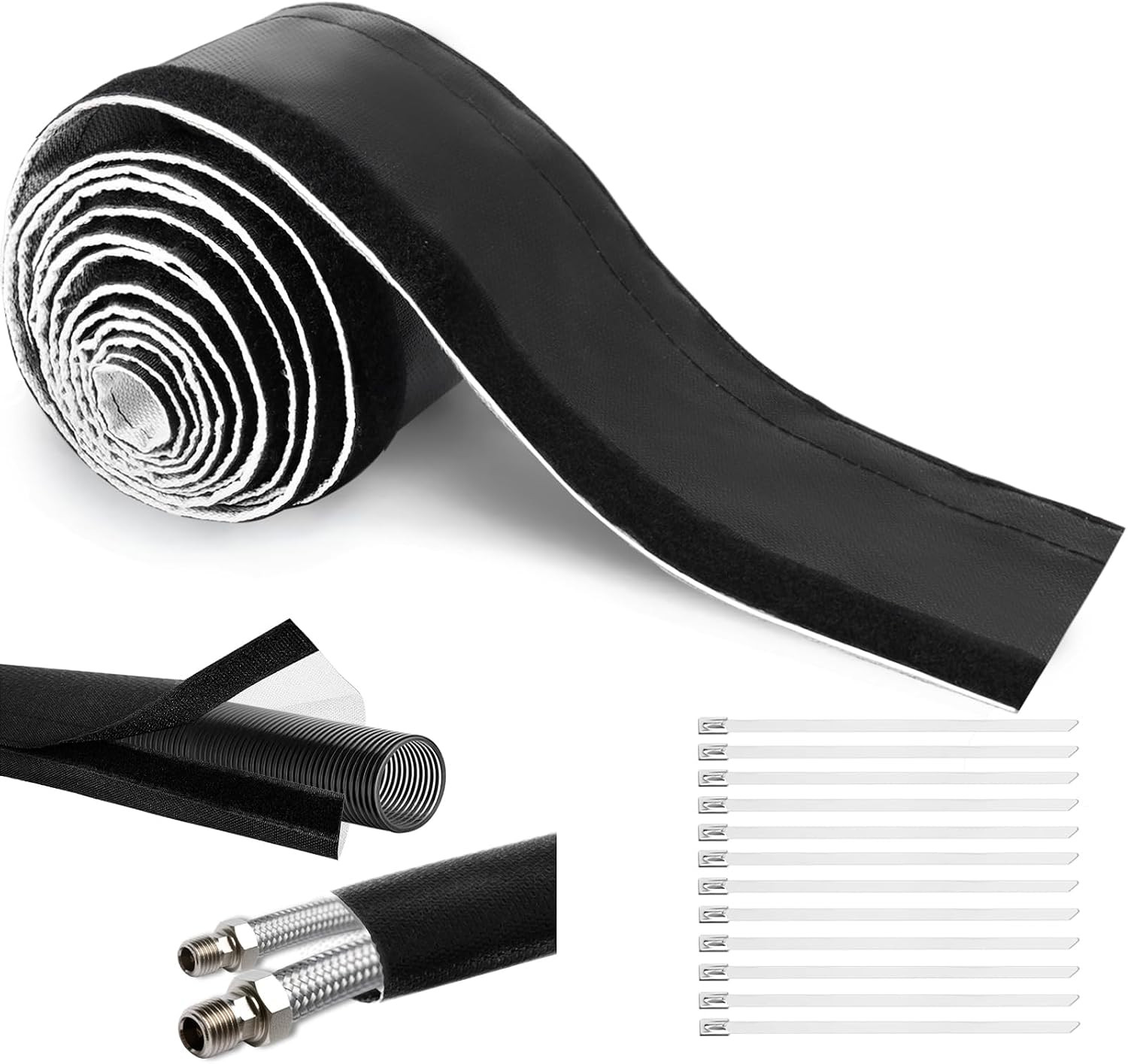 Wire Heat Shield Wrap for Car Hose Lines, 3/4″ I.D. X 10FT, Black | 1022°F Heat-