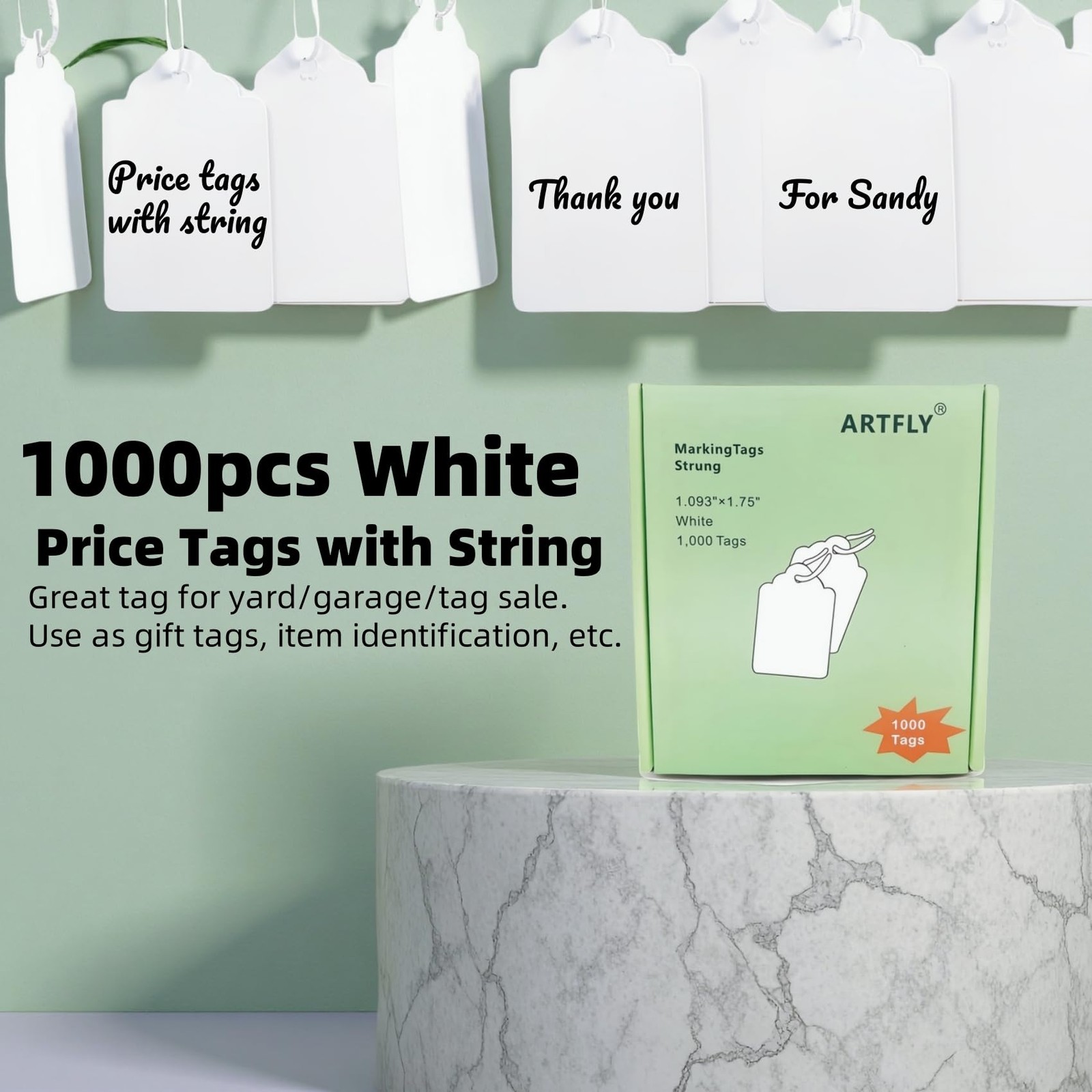 1000 PCS PreStrung Price Tags with String, White Paper Label Tags for Garage …