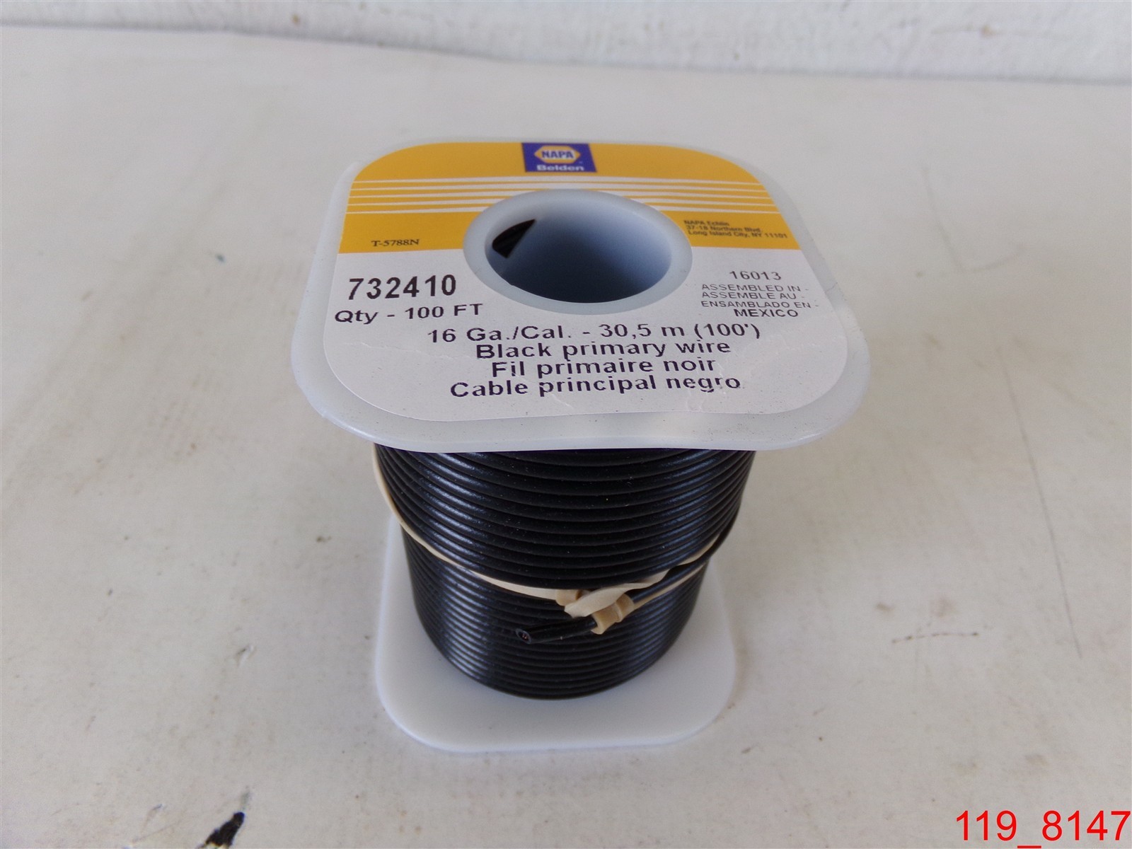 Qty=100 ft NAPA Belden 732410 16 Ga/Cal 30.5m Black Primary Wire