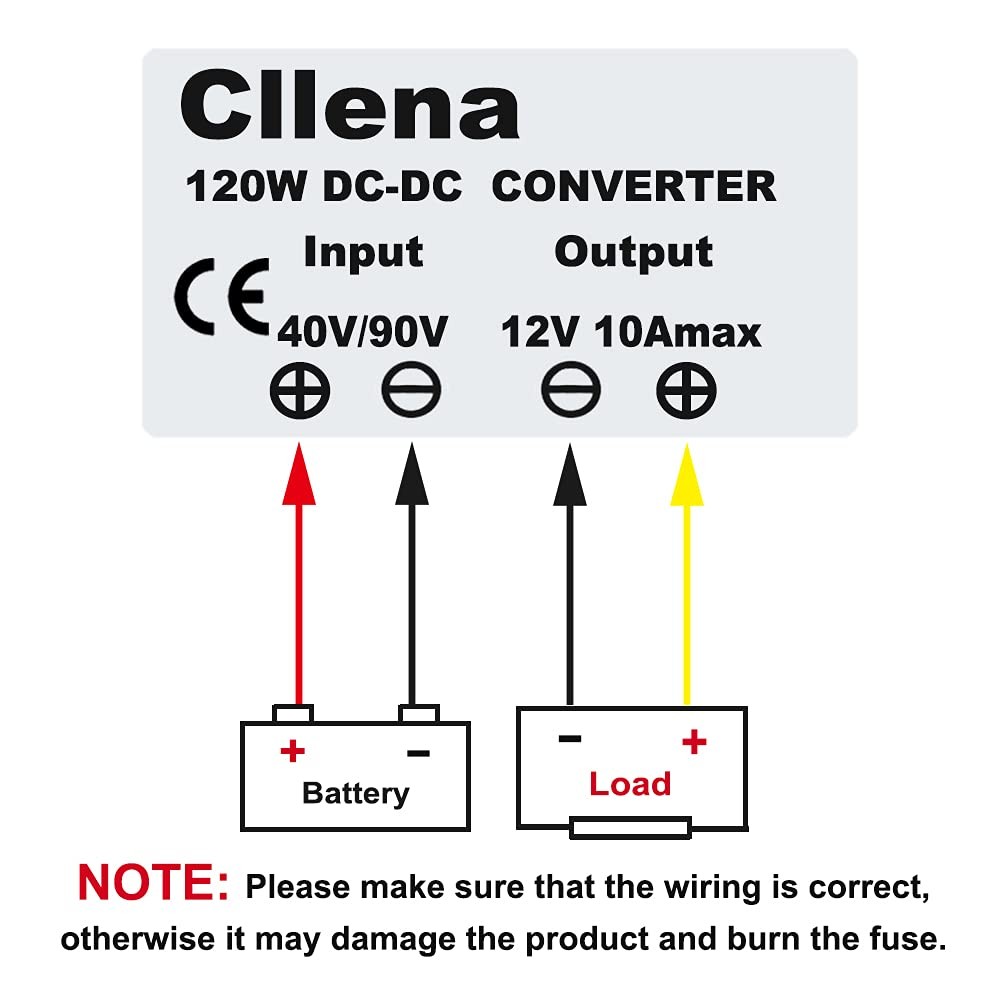 Cllena DC 40V-90V to 12V Converter Voltage 10A, Silver
