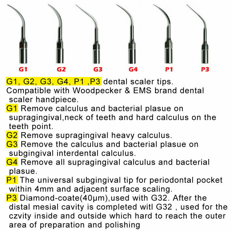 10× Dental Ultrasonic Piezo Scaler Tips fit Woodpecker EMS DTE SATELEC Handpiece