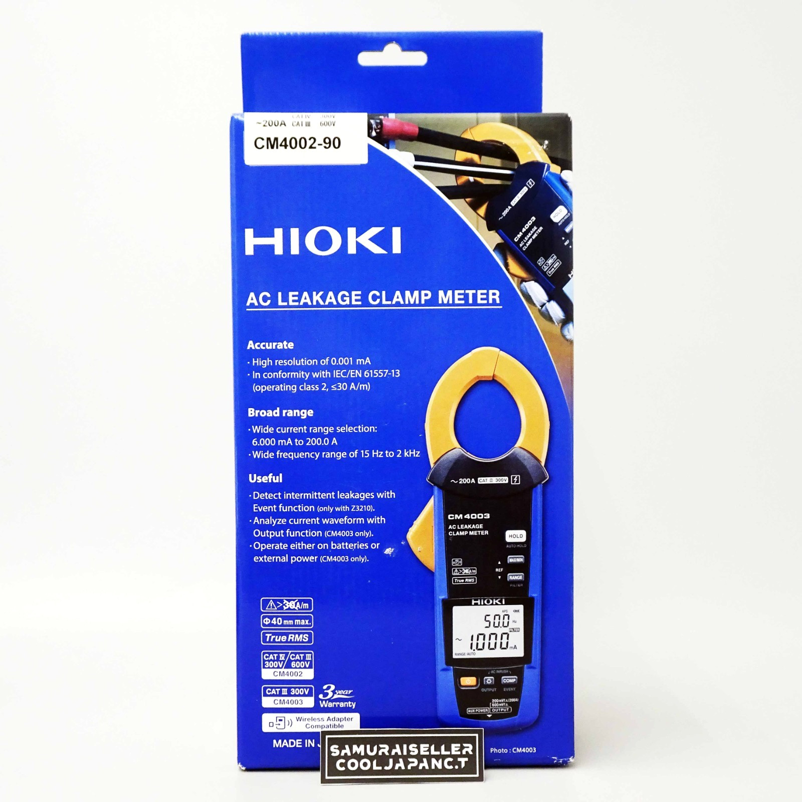 HIOKI CM4002-90 Electric AC Leak Clamp Meter Wireless Adapter Z3210 Set NEW
