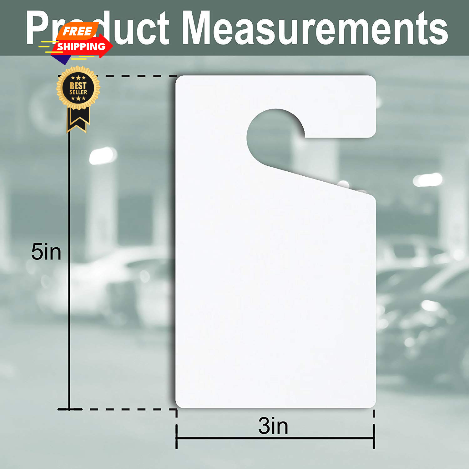 Parking Pass Hang Tags, White 10 pk 3x5in, Car 3x5x0.02 inches,