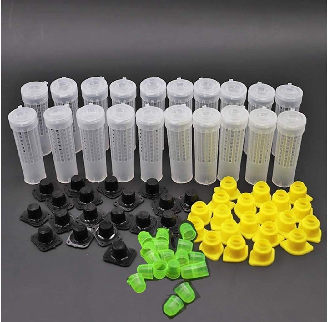 Durable Plastic Queen Bee Roller Cage Kit – 20 Rearing Cups for Beekeepers
