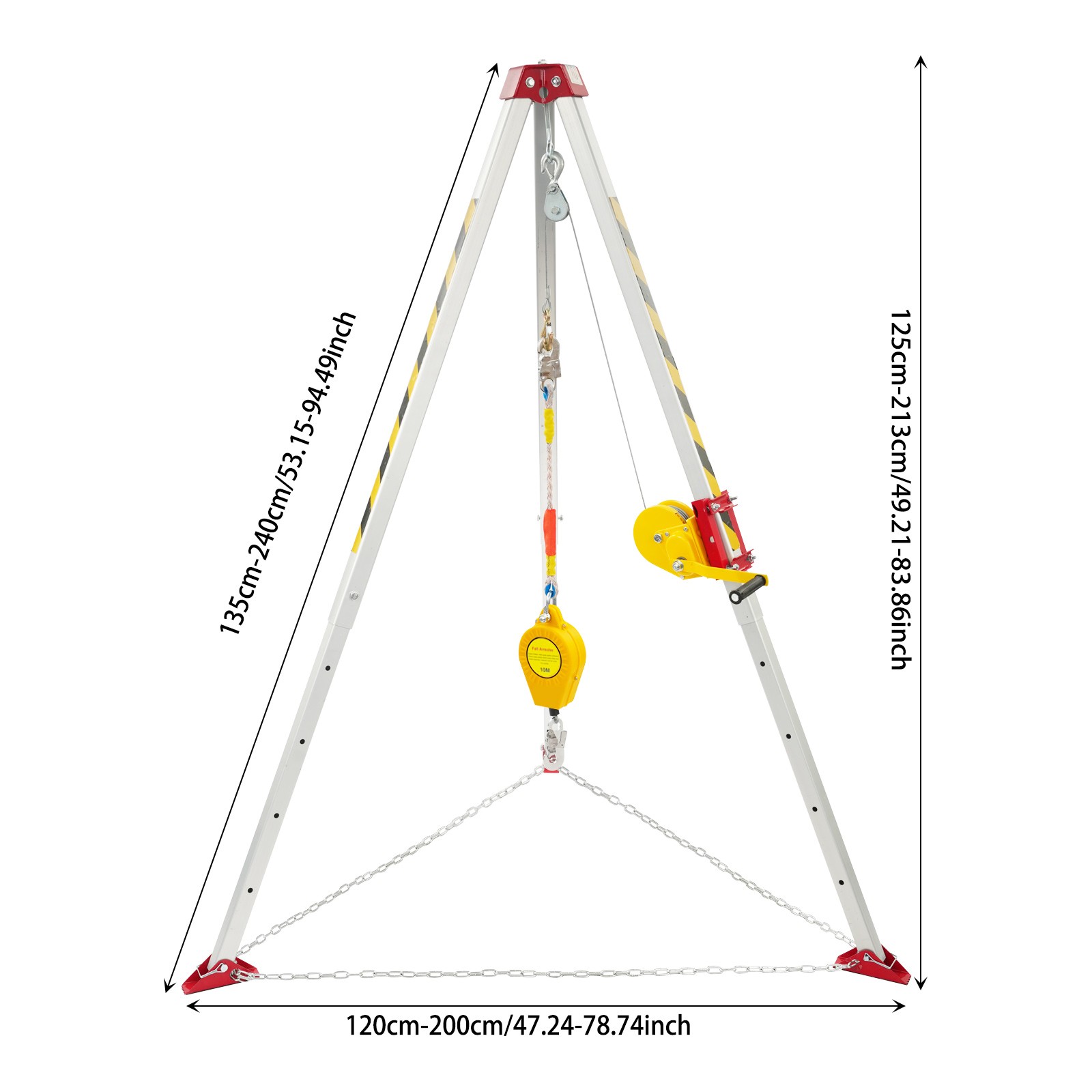 Confined Space Rescue Tripod, Rescue Tripod Kit with Protective Chain