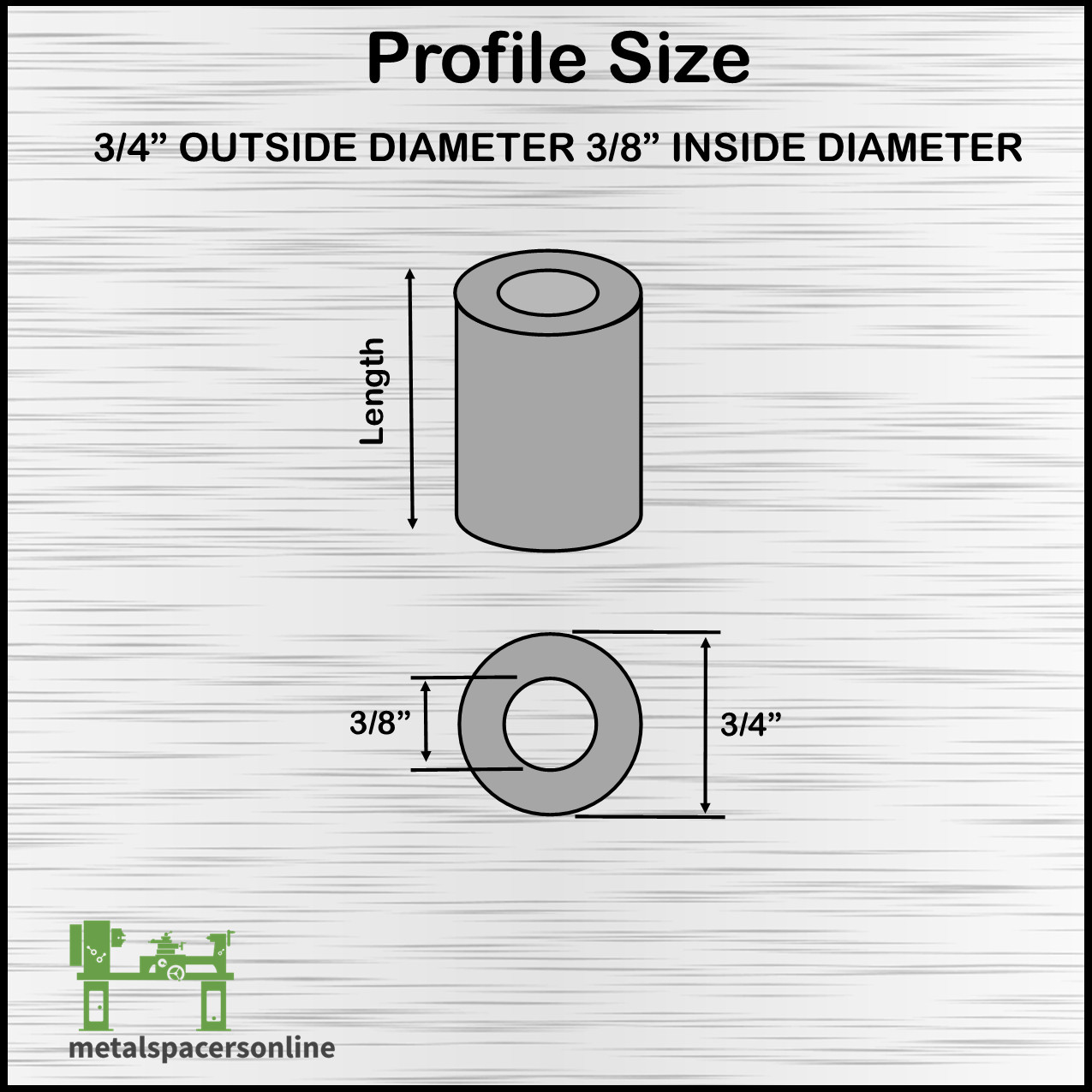 Black Anodize Aluminum Spacer Bushing 3/4″ OD x 3/8″ ID–Fits M10 or 3/8″ Bolts