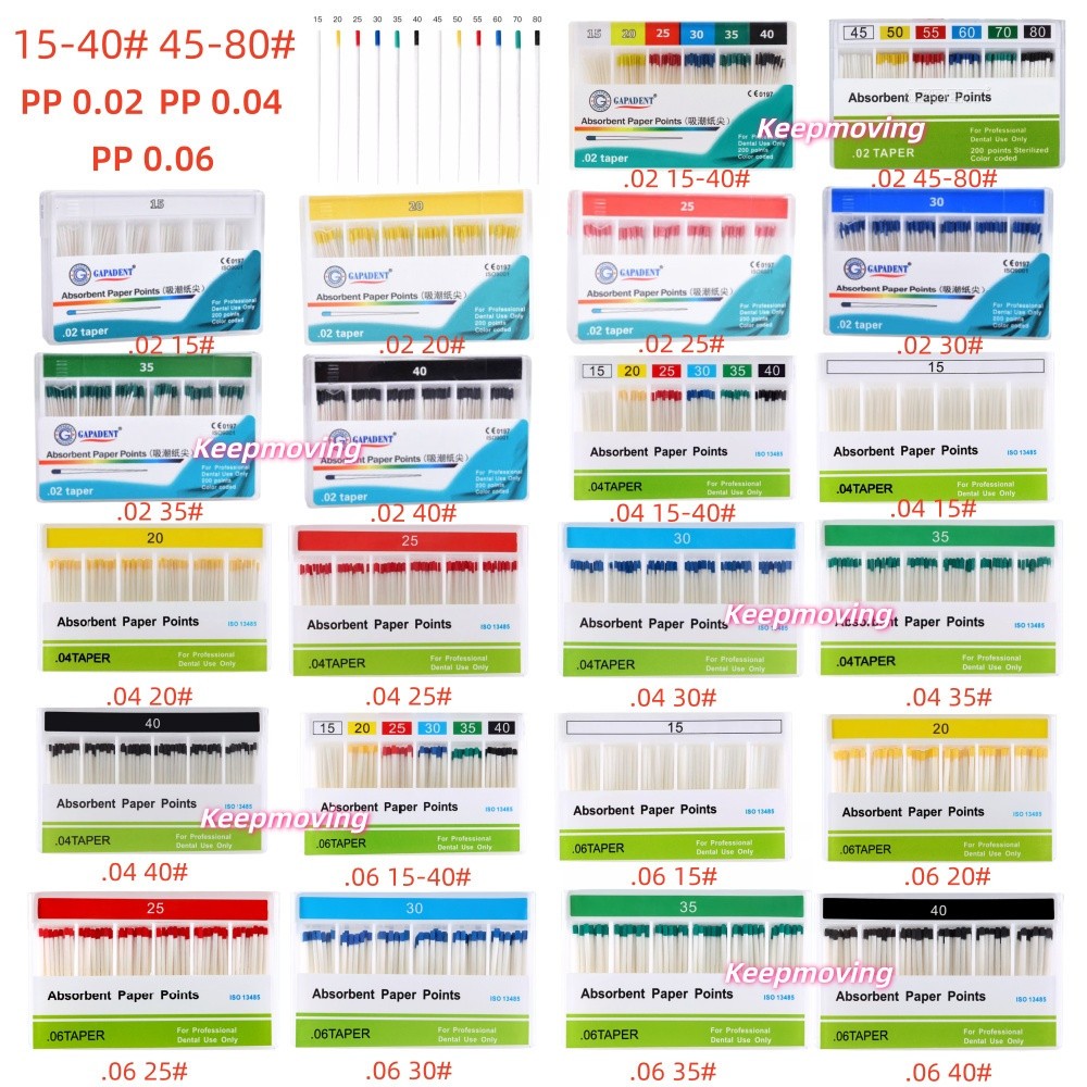 Dental Endodontic Absorbent Paper Points Gutta Percha Taper 0.02 0.04 0.06