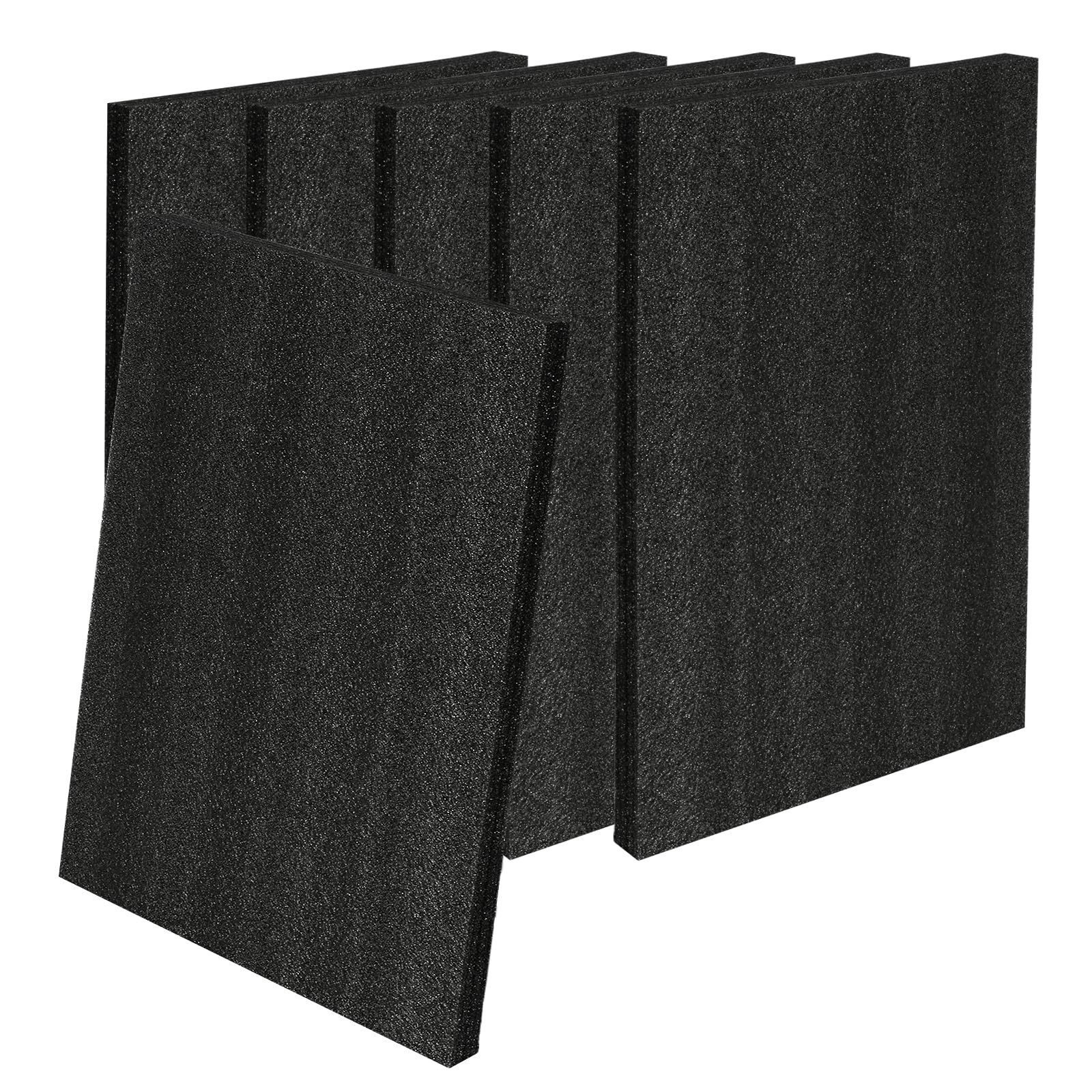 6 PCS 16x12x1 Inch Polyurethane Foam Inserts Black Craft Packing Case Sheets