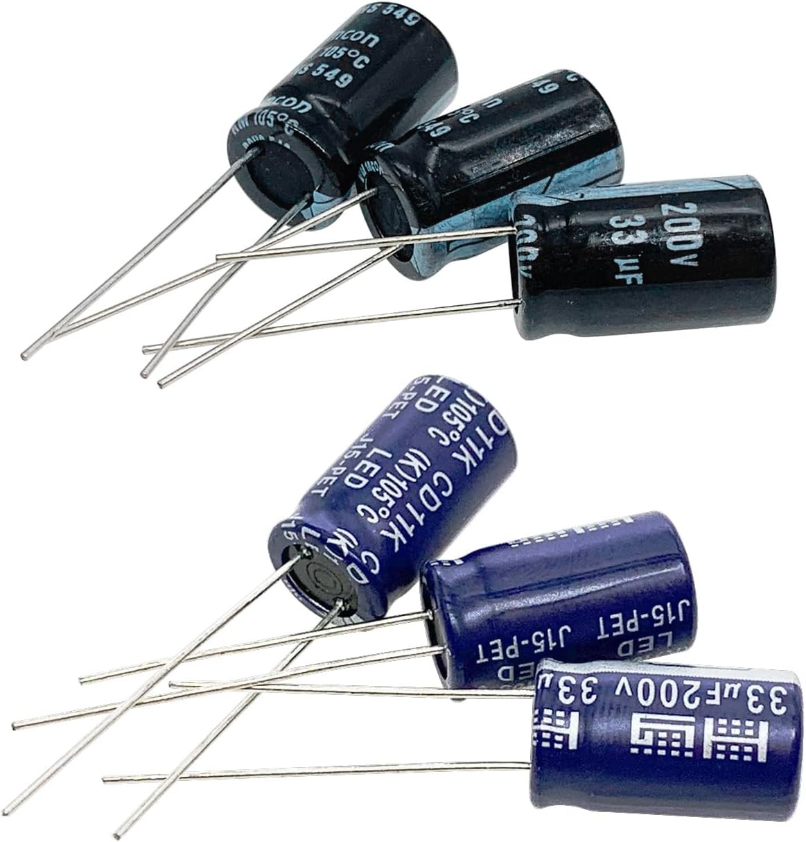 10pcs 200V 33UF Capacitor 10x16MM(0.39×0.63in) Aluminum Electrolytic Capacitors