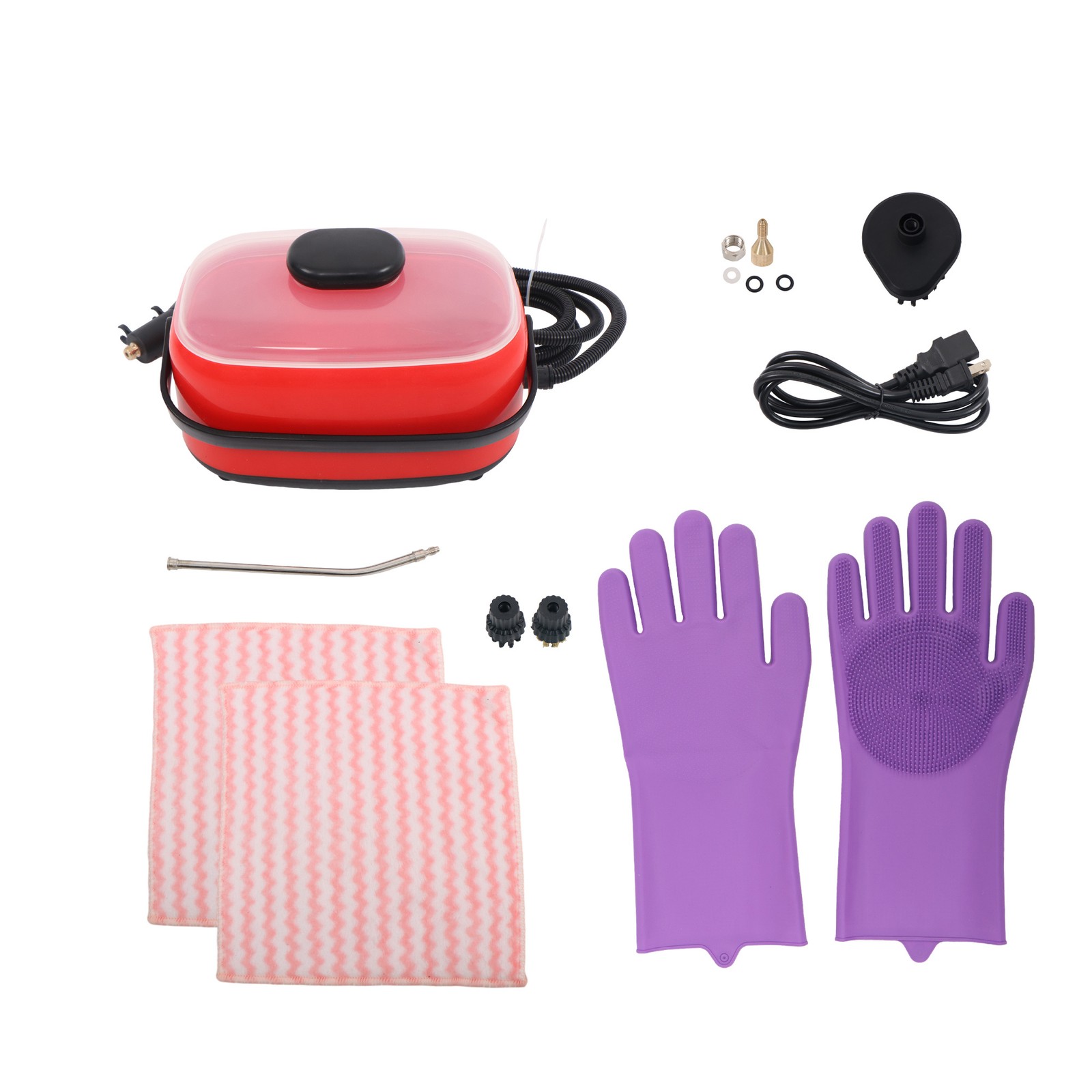2500W Steam Cleaner Red Portable-Car Engine Degreasing&Tile Grout 1500ml 110V