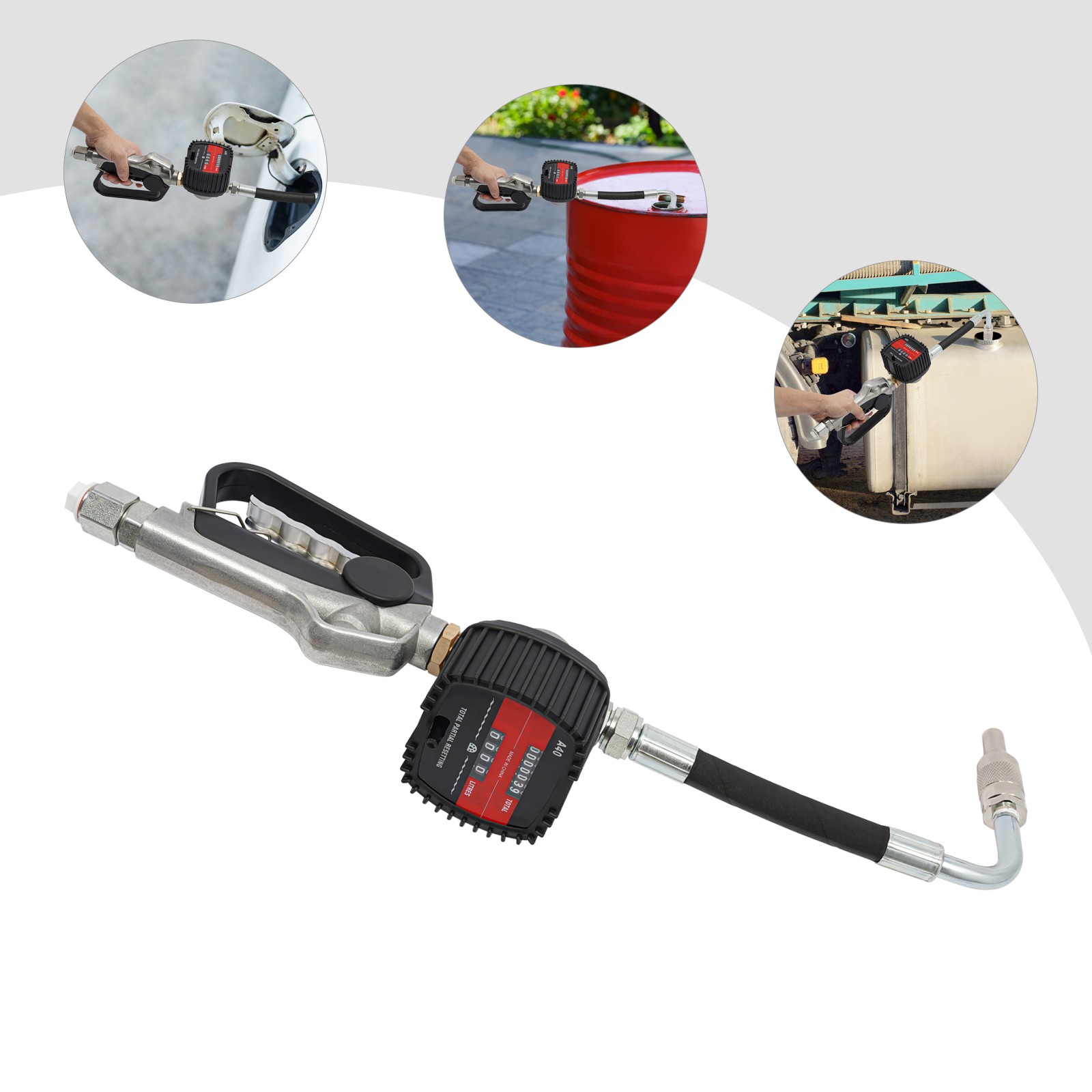 1/2» Oil Control Valve Meter Nozzle Aluminum Alloy Oil Dispensing Gun 1-30L/min