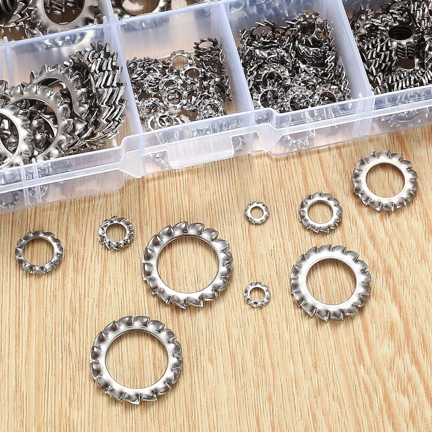 330 Pcs External Tooth Star Lock Washers, Stainless Steel External Starlock Wash