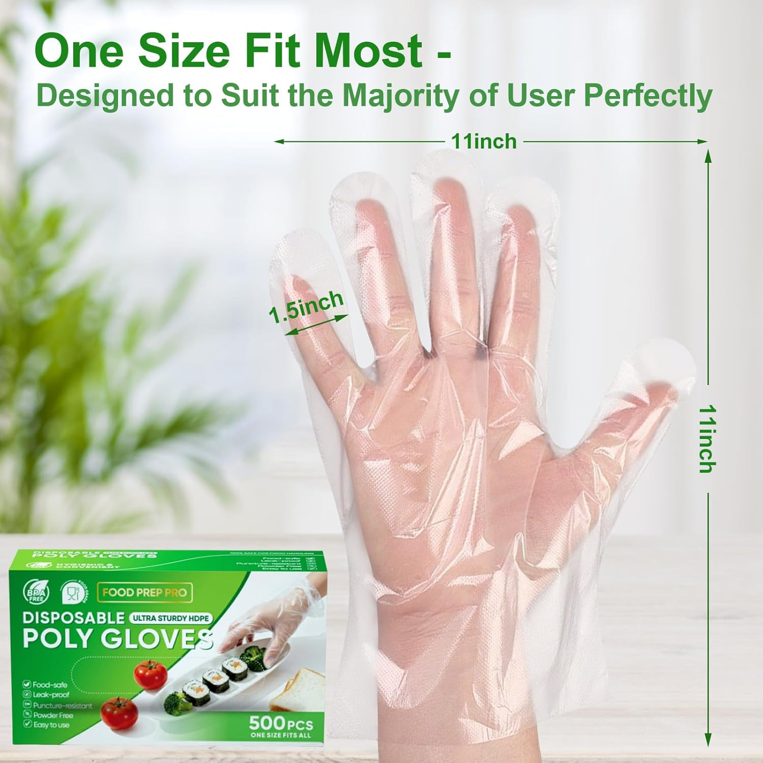 500 Count Disposable Food Service Gloves – Plastic Gloves For Food Handling, Cle