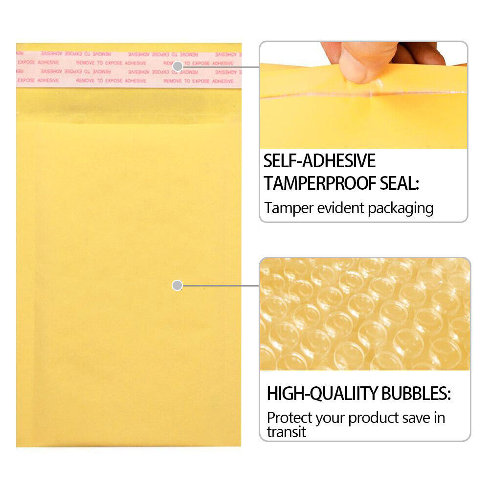 25 50 100 Packs Padded Envelopes Kraft Bubble Mailers Shipping Mailing Bags