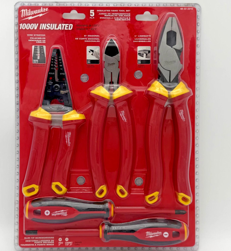 Milwaukee 48-22-2215 1000V 5pc. Insulated Electricians Hand Tool Set.