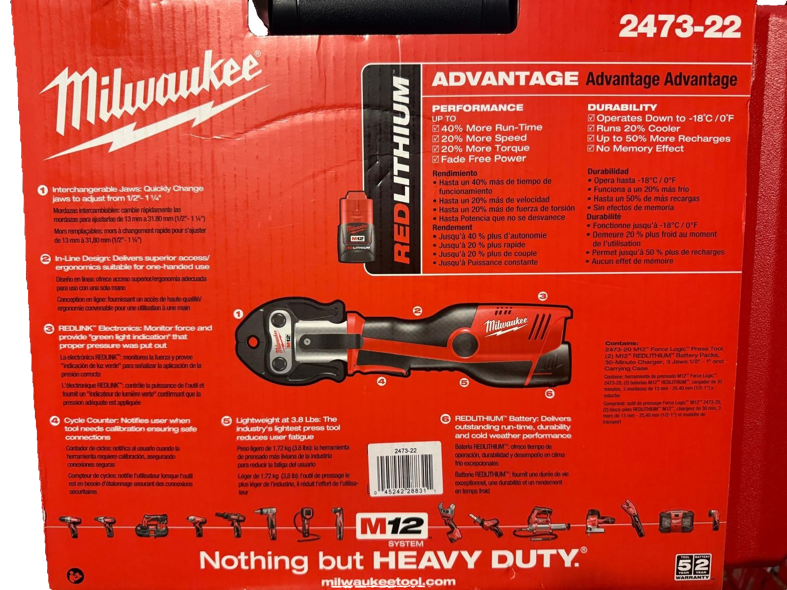 Milwaukee M12 Force Logic Press Tool Kit 2473-22 Copper 1/2″-1″ Clamp