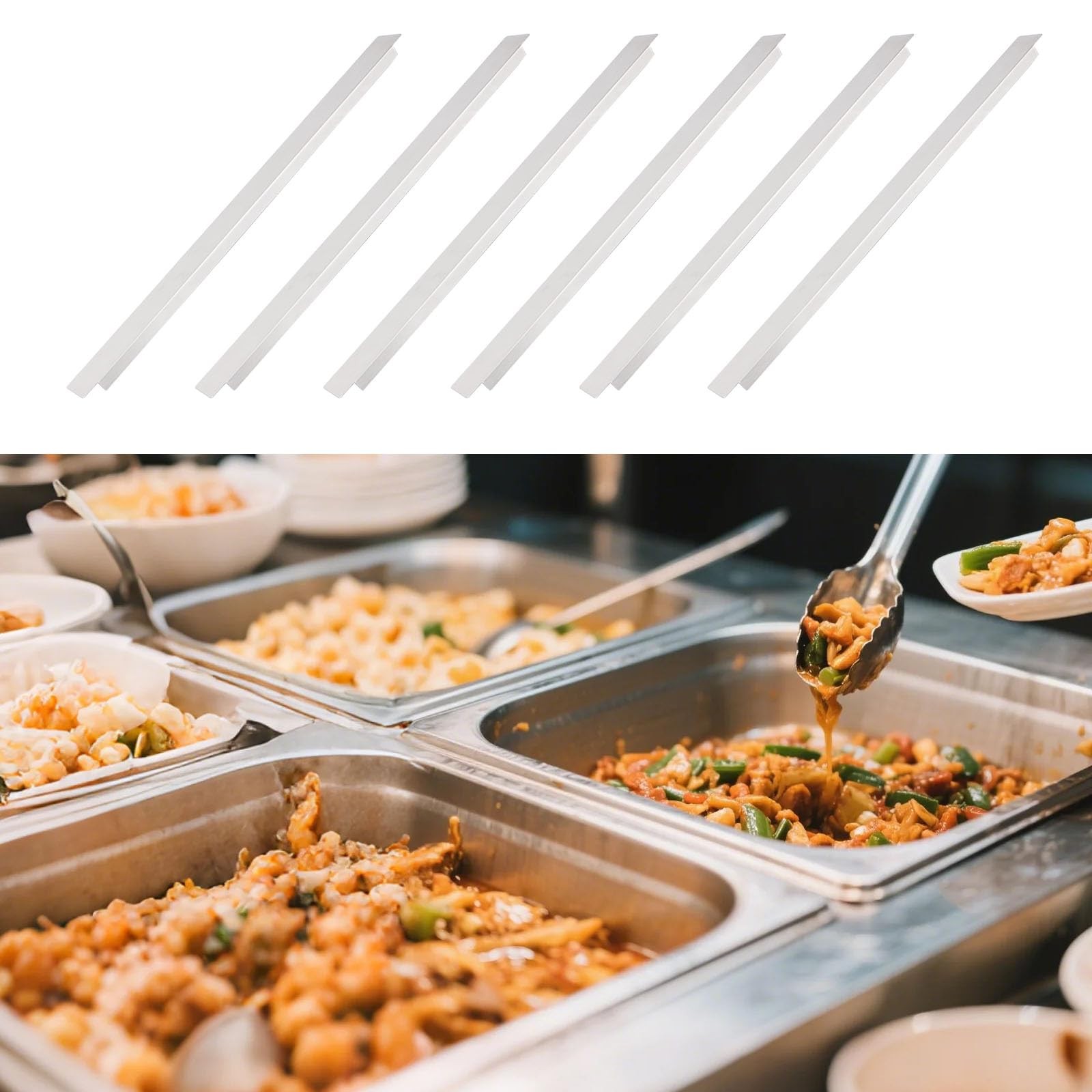 6pcs Steam Table Dividers, 32cm/12.6 Inch Stainless Steel Metal Food Divider …