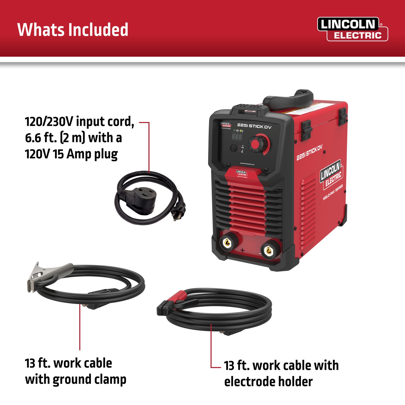 Lincoln Electric Weld-Pak 225i Stick/TIG Welder, Dual Voltage 120/230V, 225 Amp