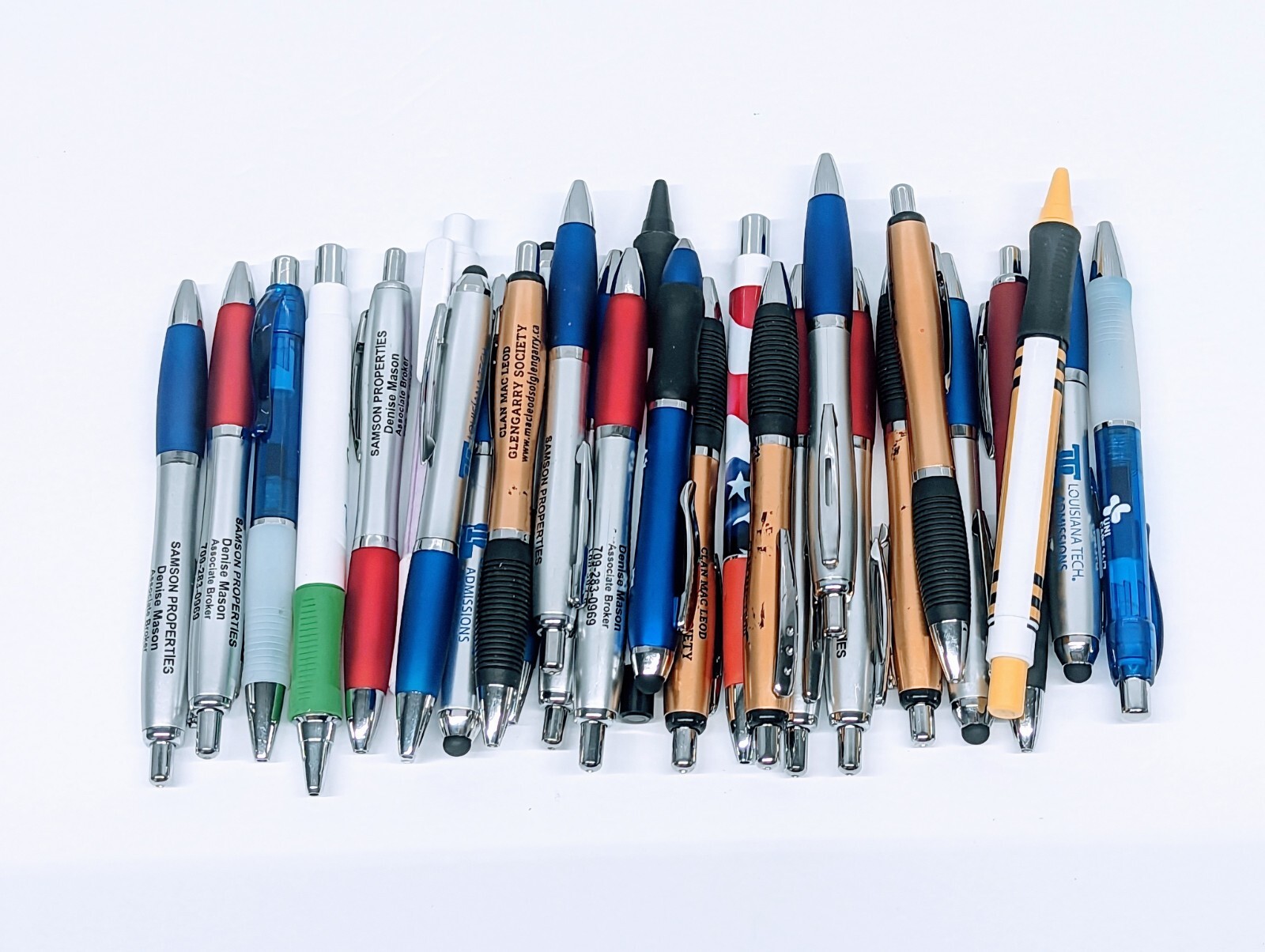 30ct Lot Retractable Misprint Pens Thick Barrel Rubber Grip: MIXED COLORS/STYLES