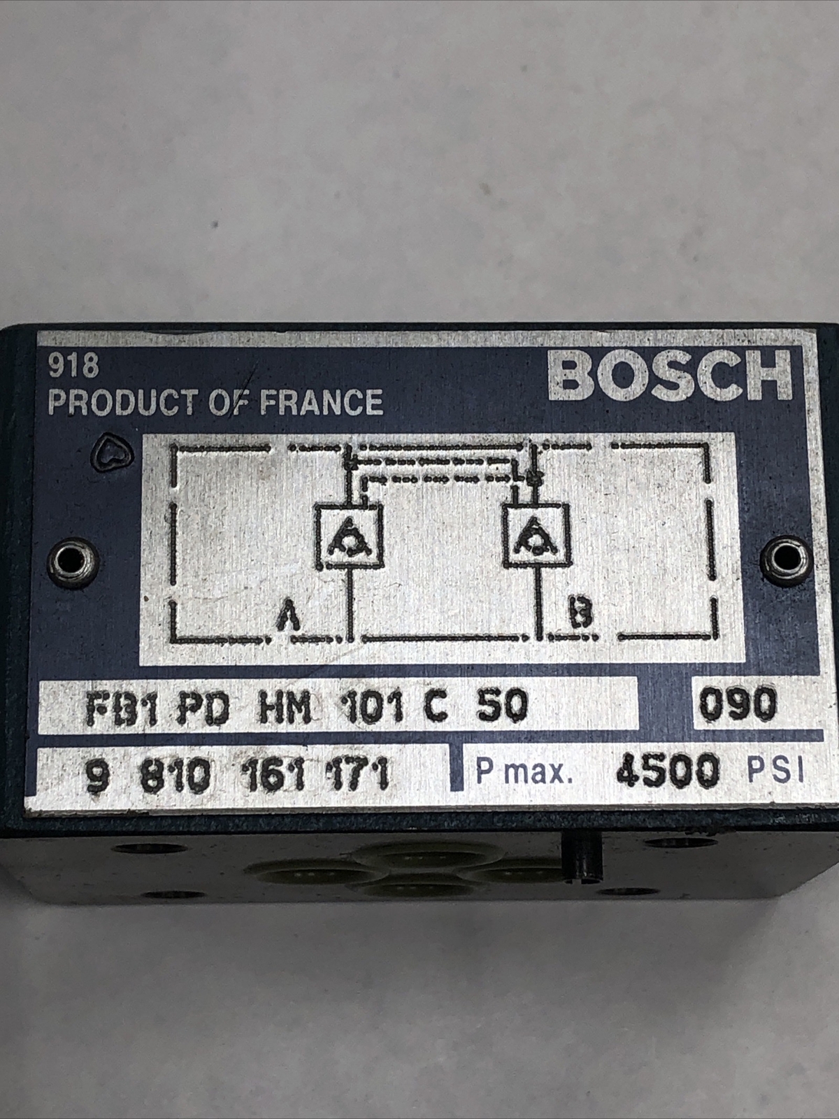 Bosch FB1 PD HM 101 C 50 Flow Control Valve, Max 4500 PSI; 9 810 161 171