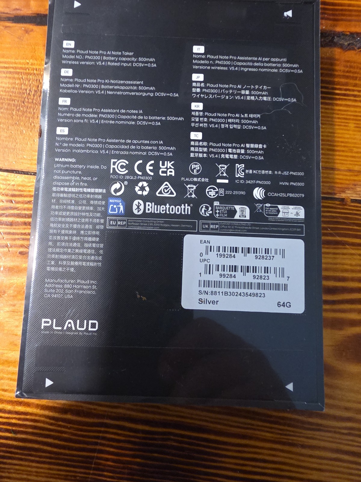 Plaud Note Pro AI Voice Recorder Note Taker PN0300 64GB Silver Brand New