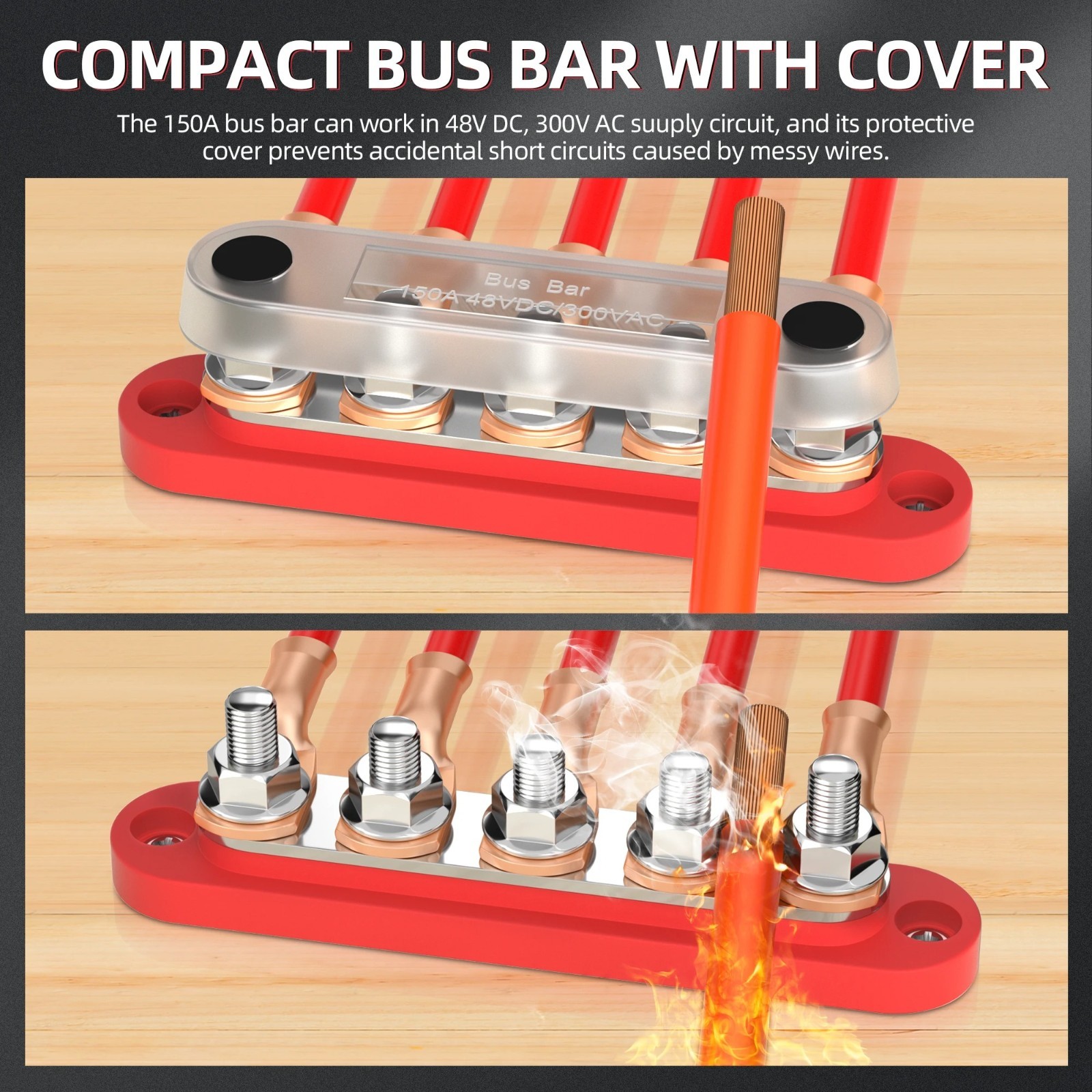 METAL POWER DISTRIBUTION BLOCK BUS BAR W/ COVER 12V MARINE AUTOMOTIVE SOLAR POST