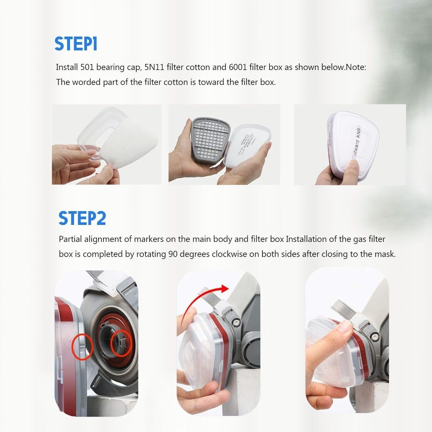 7in1 Half Face Gas Mask 6200 Respirator Safety Protect Painters Respirator New