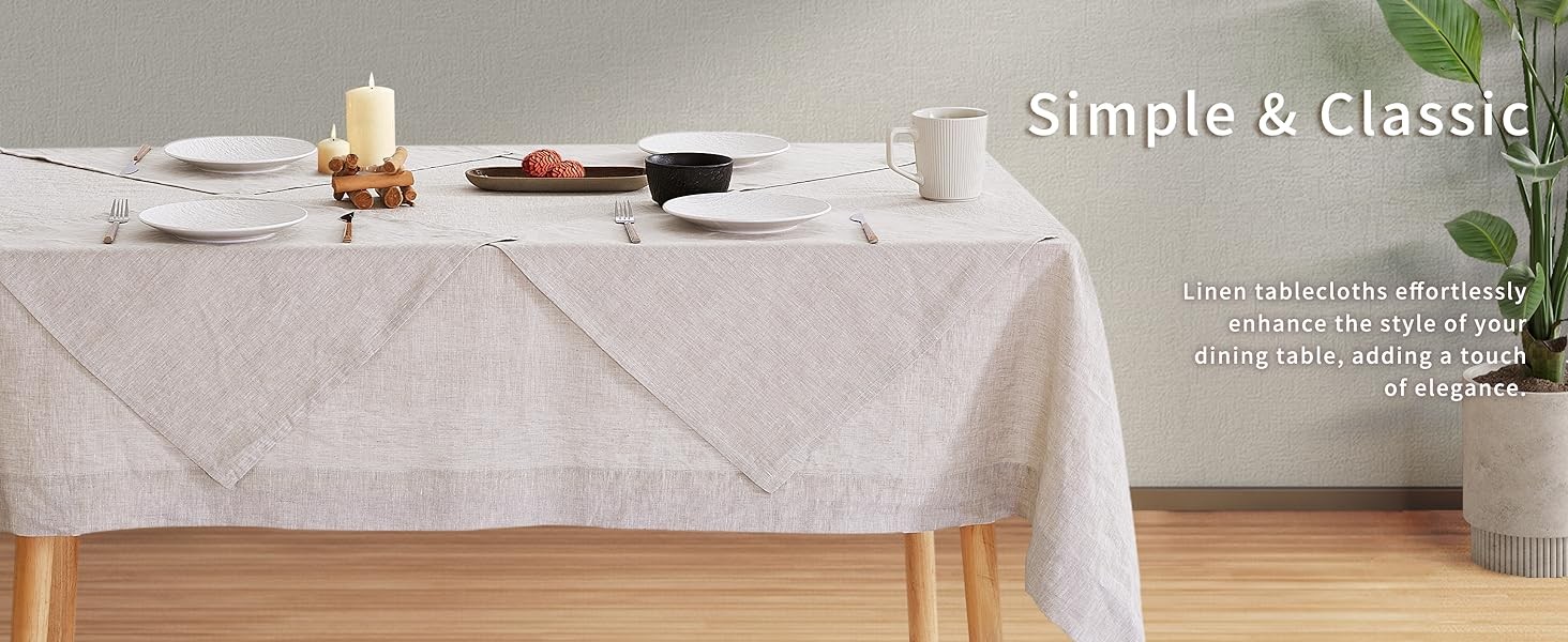Linen Tablecloth 100% Pure Linen Table Cloth for Rectangle Tables Machine