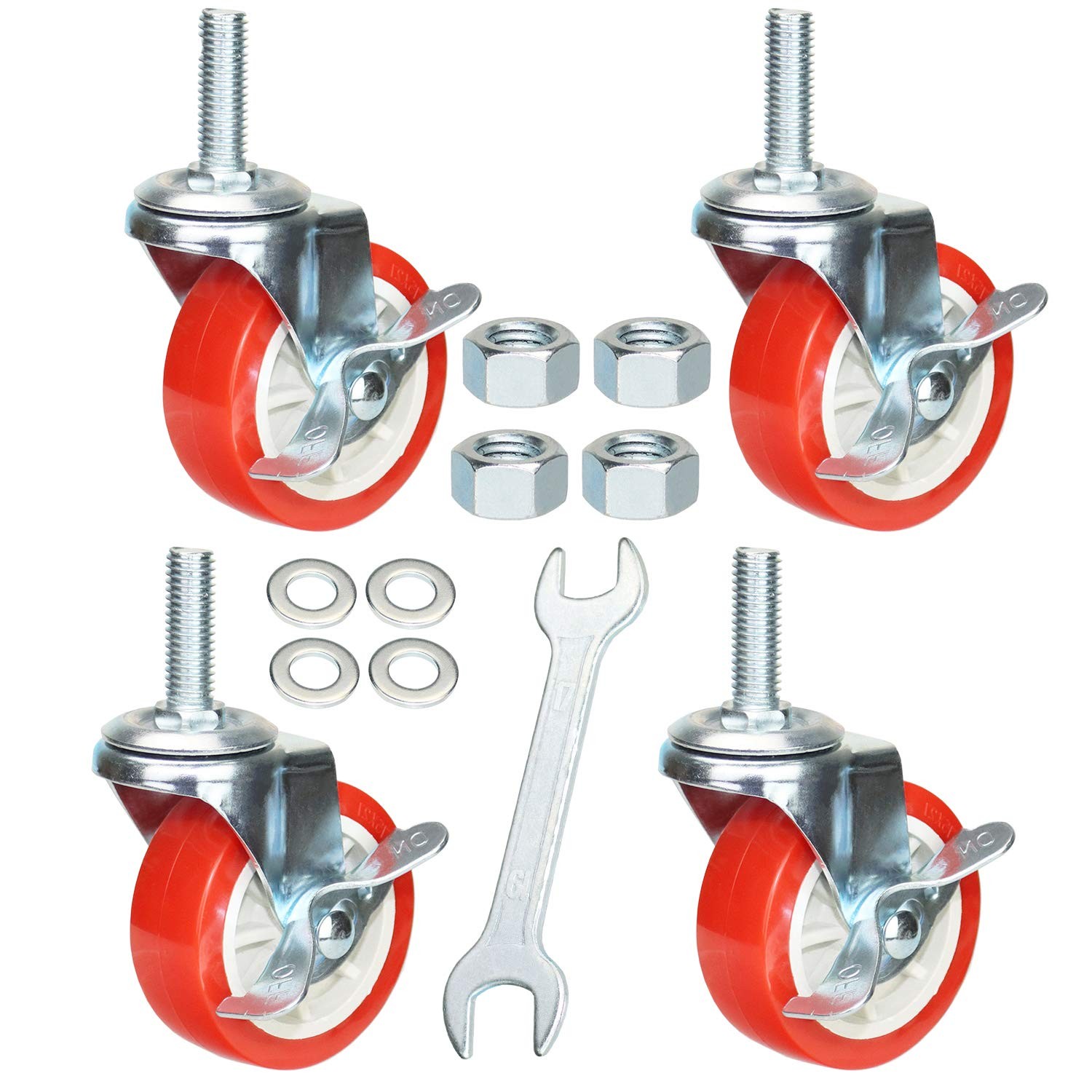 3 Inch American Size Threaded Stem Swivel Caster Wheels Heavy Duty Non Marking R