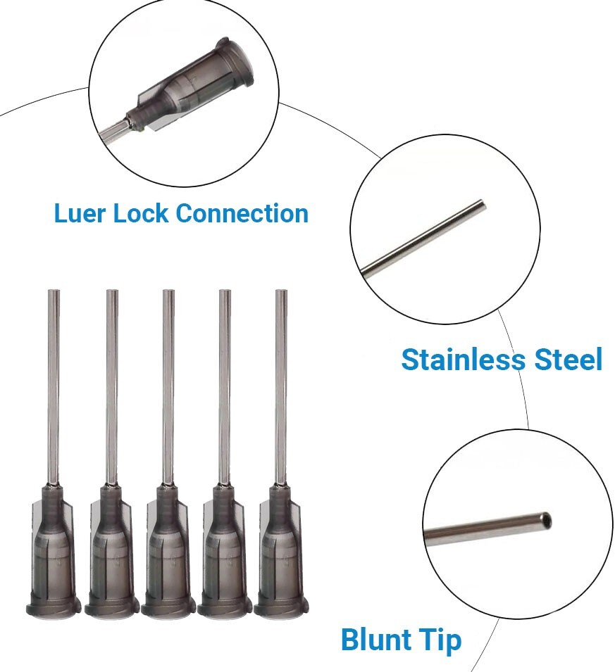 Blunt Tip Needles 16G x 1″ – Luer Lock – 20 Pack – Dispense Glue, Oil, Ink