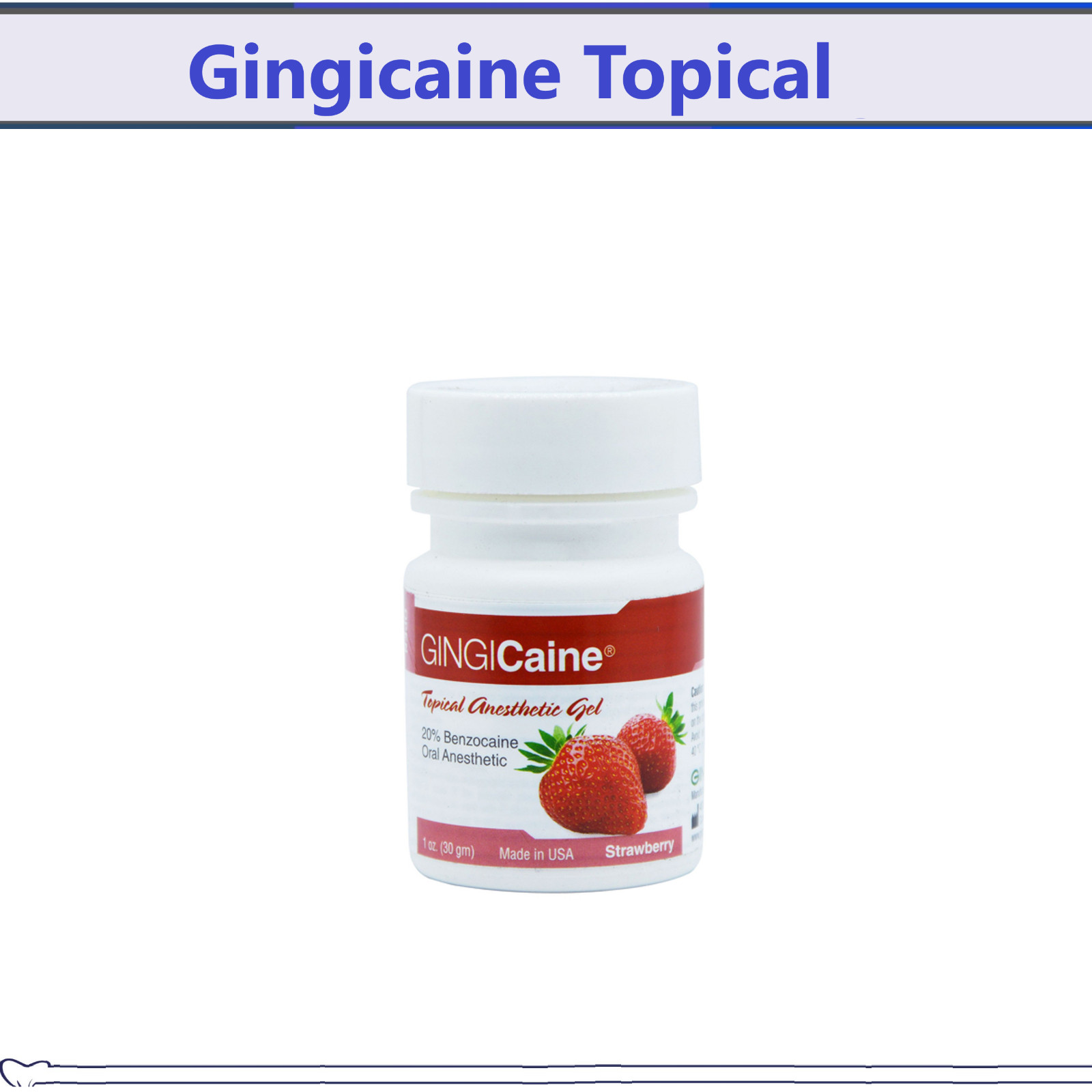 Dental Gingicaine Topical Anesthetic Gel 1oz Jar, Exp 02/2029
