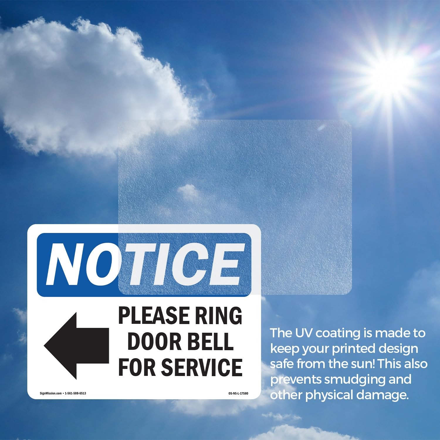 Please Ring Door Bell For Service With Symbol OSHA Notice Vinyl Decal Label 2…