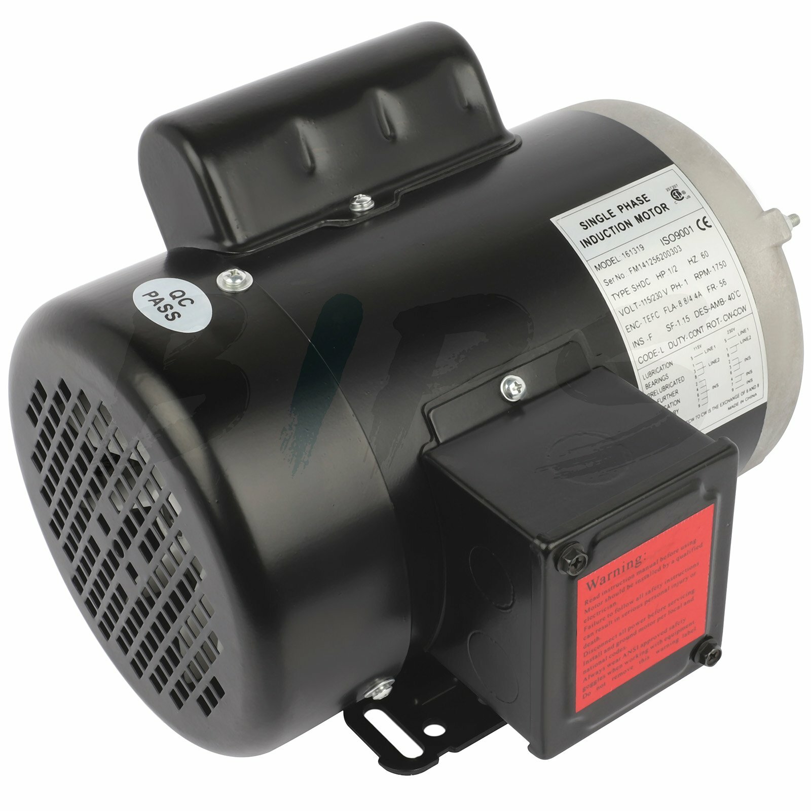 1/2 HP Electric Motor 1750 RPM 56 Frame Single Phase 115/230 V 60 HZ