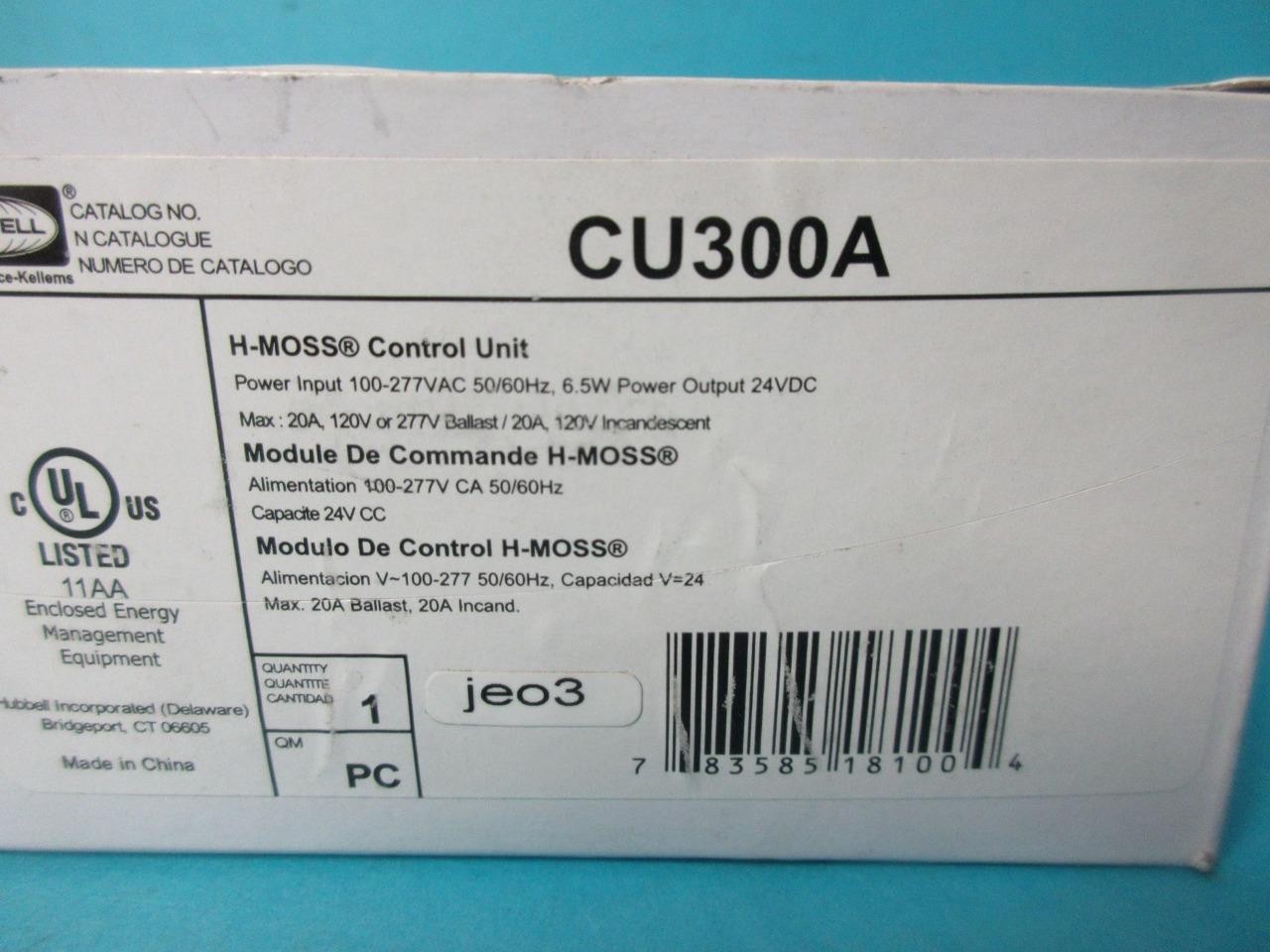 HUBBELL CU300A H-MOSS CONTROL UNIT 100-277 VAC 50/60HZ 6.5W POWER OUTPUT 24VDC