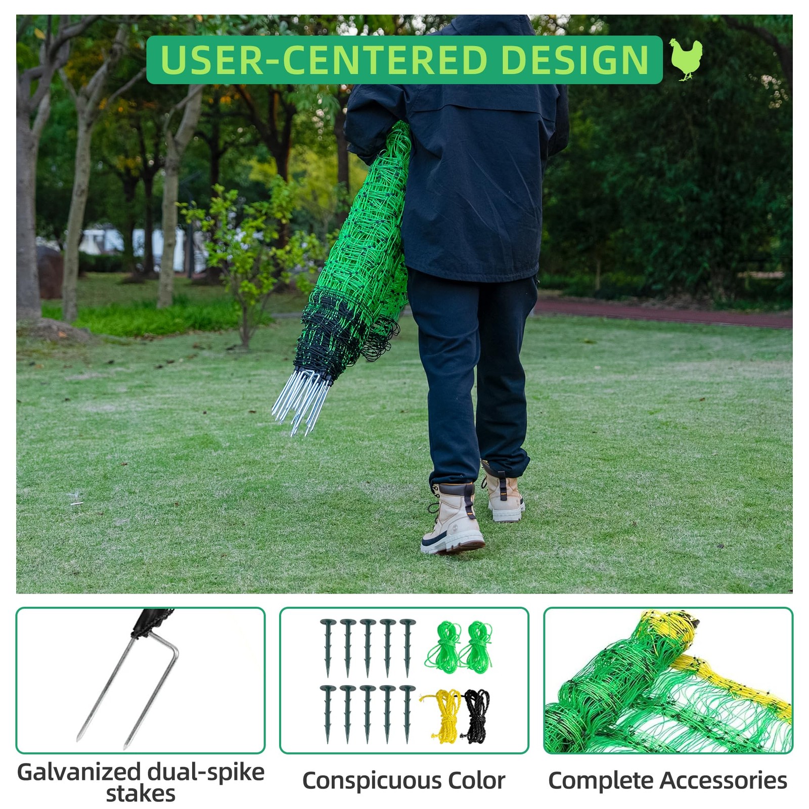 Electric Fence Netting – Chicken Fences for the Yard Semi-Rigid Net for Livestoc