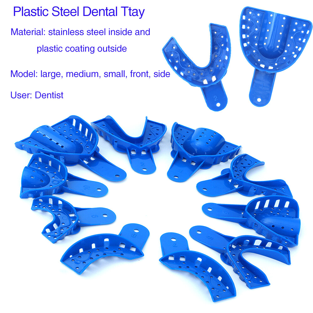2Pcs Dental Plastic Impression Tray Denture Materials Dental Tray Upper+Lower